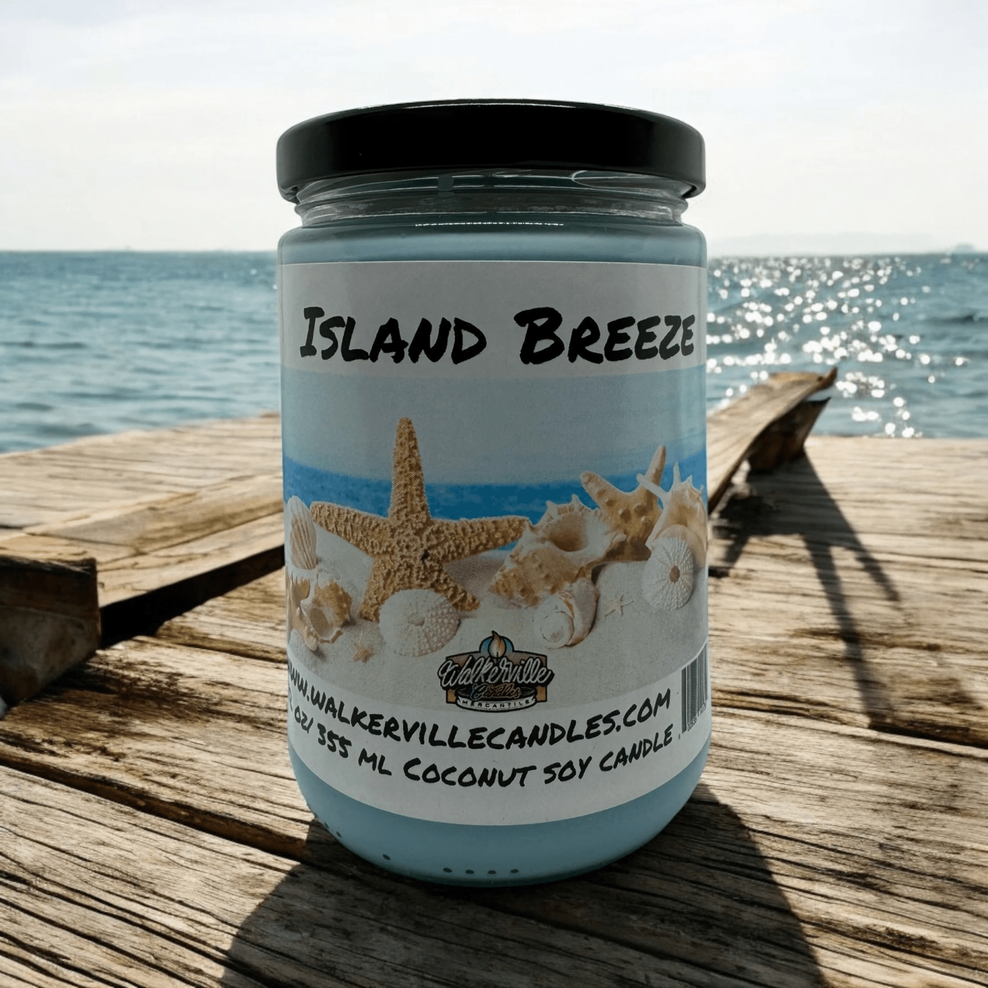 Island Breeze Coconut Soy 12.5 oz/ 375 ml Candle Wood Wick - Walkerville Candles