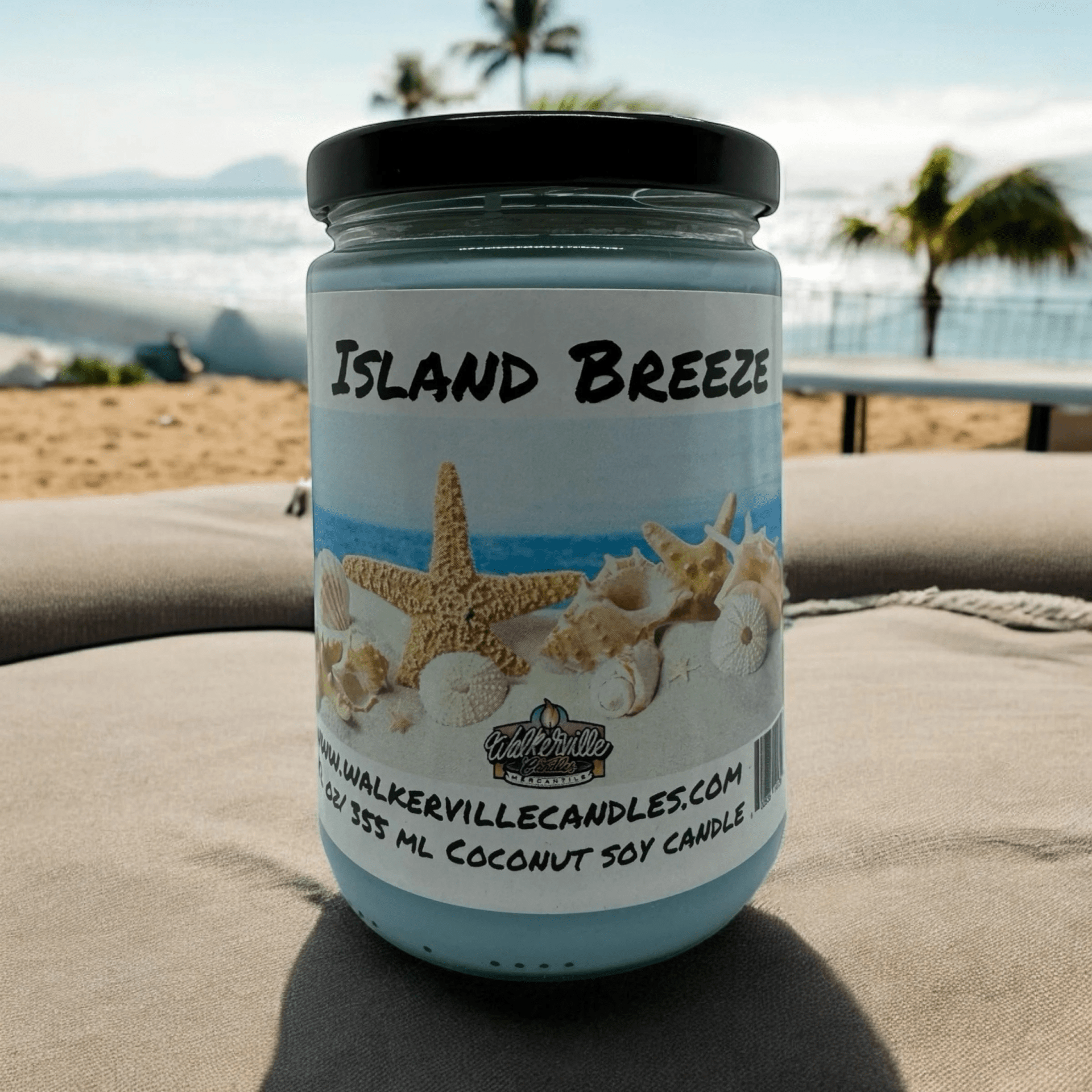 Island Breeze Coconut Soy 12.5 oz/ 375 ml Candle Wood Wick - Walkerville Candles