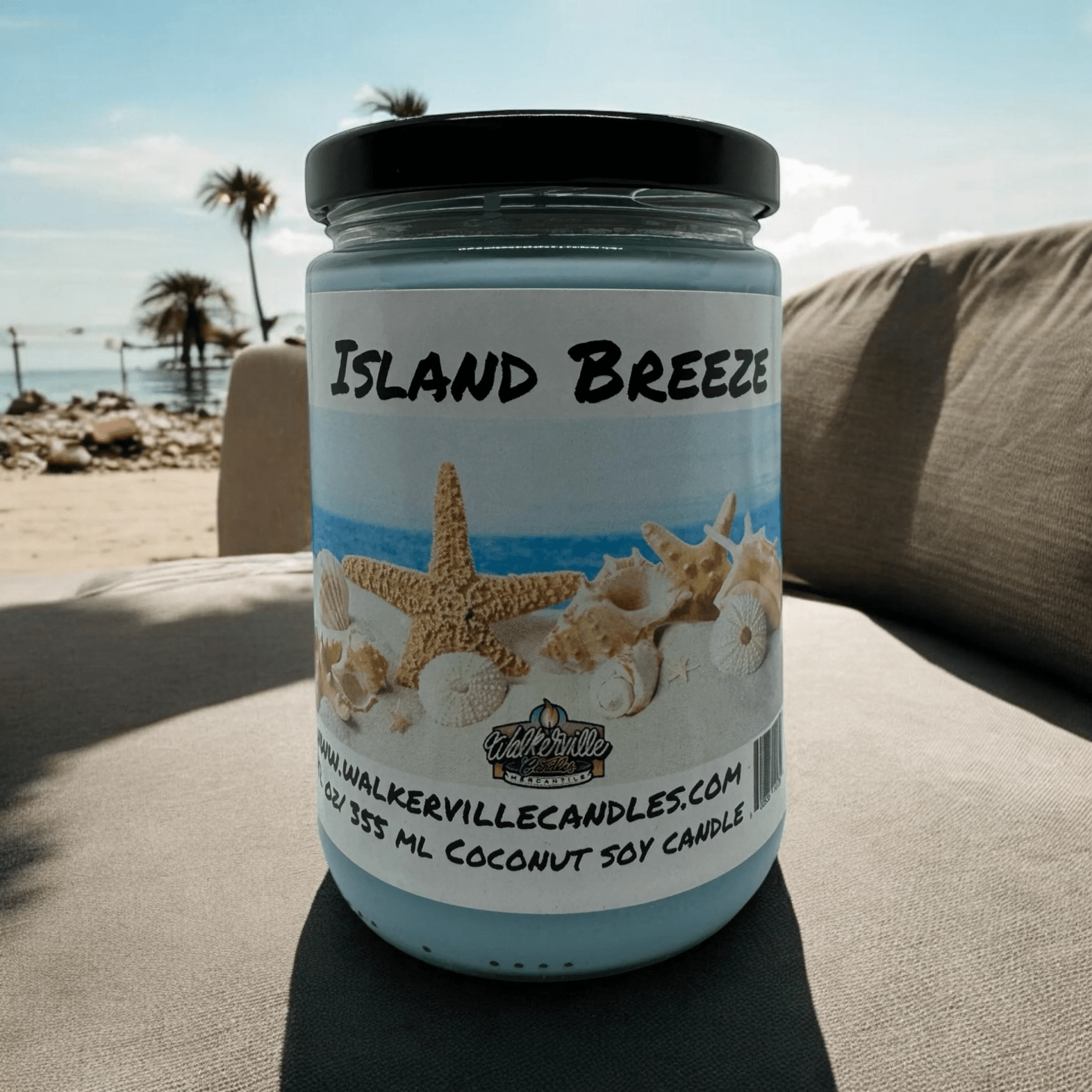 Island Breeze Coconut Soy 12.5 oz/ 375 ml Candle Wood Wick - Walkerville Candles