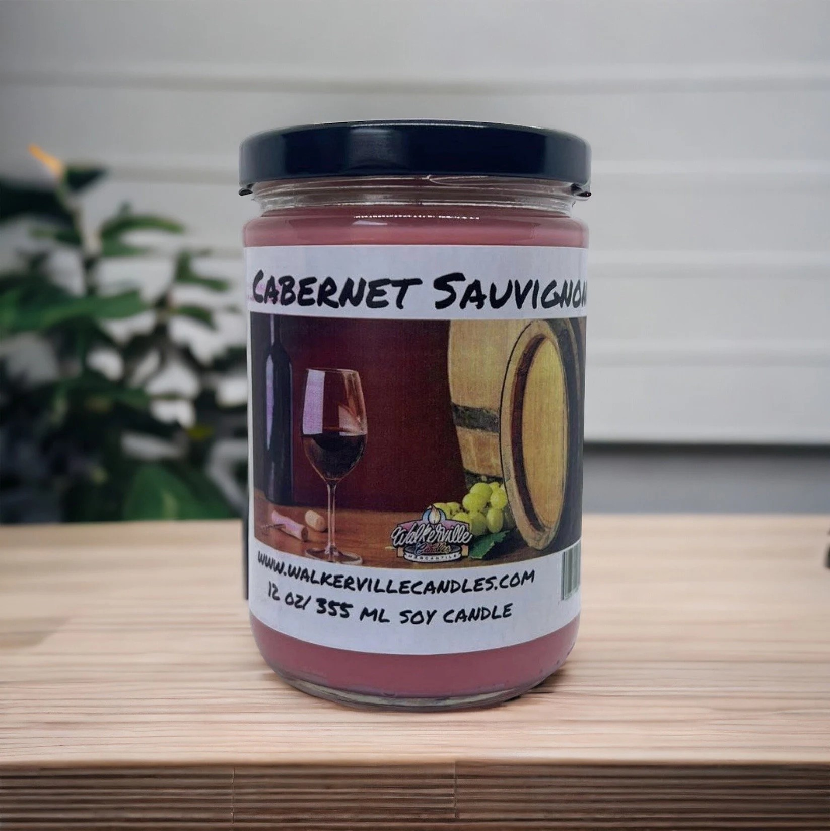 Cabernet Sauvignon Vegan Coconut Soy 12 oz/ 355 ml Candle Hand-poured, Eco-friendly, Clean Burning, Bakery, Food, Drink Wood Wick