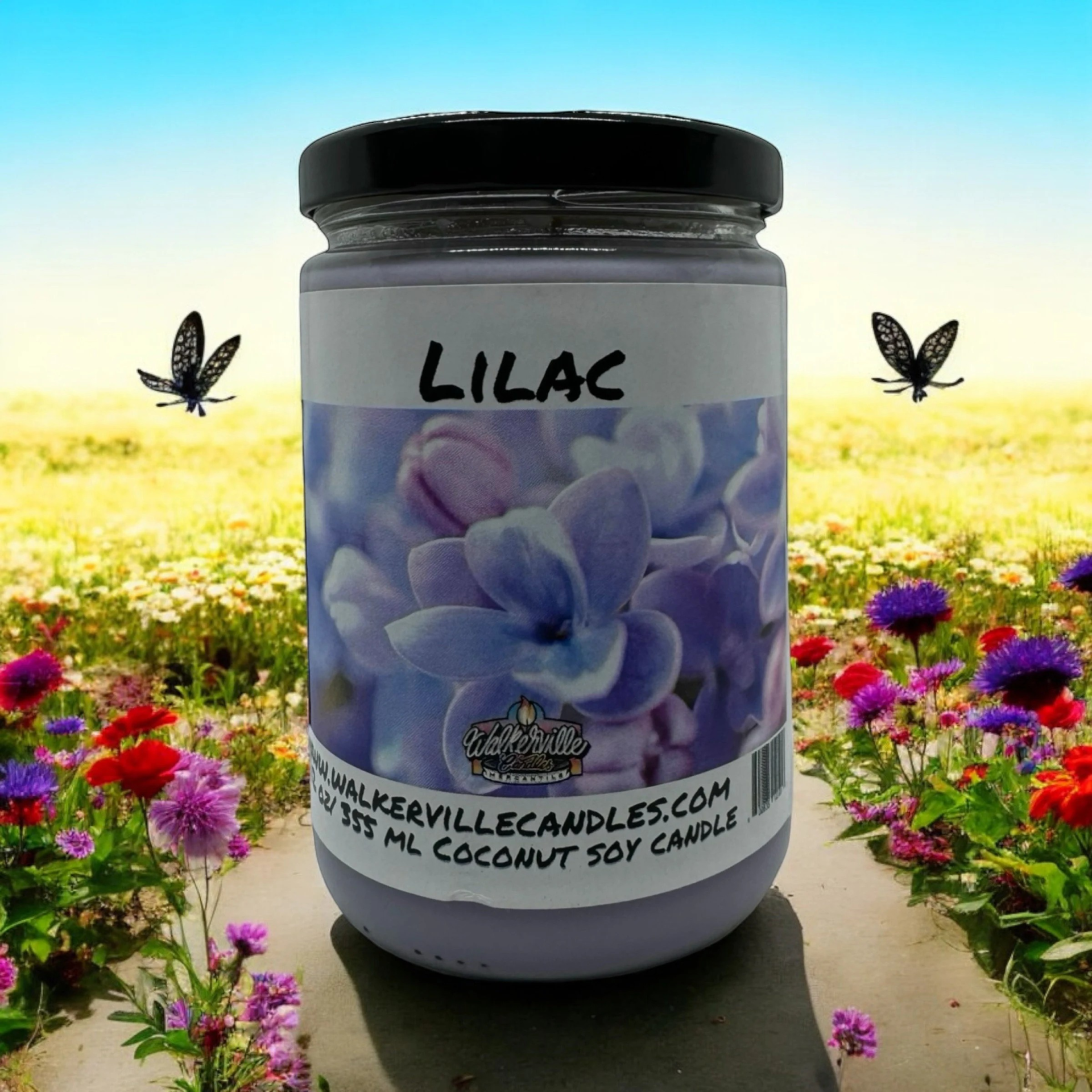Lilac Vegan Coconut Soy 12 oz/ 355 ml Candle Hand-poured, Eco-friendly, Clean Burning, Floral Wood Wick