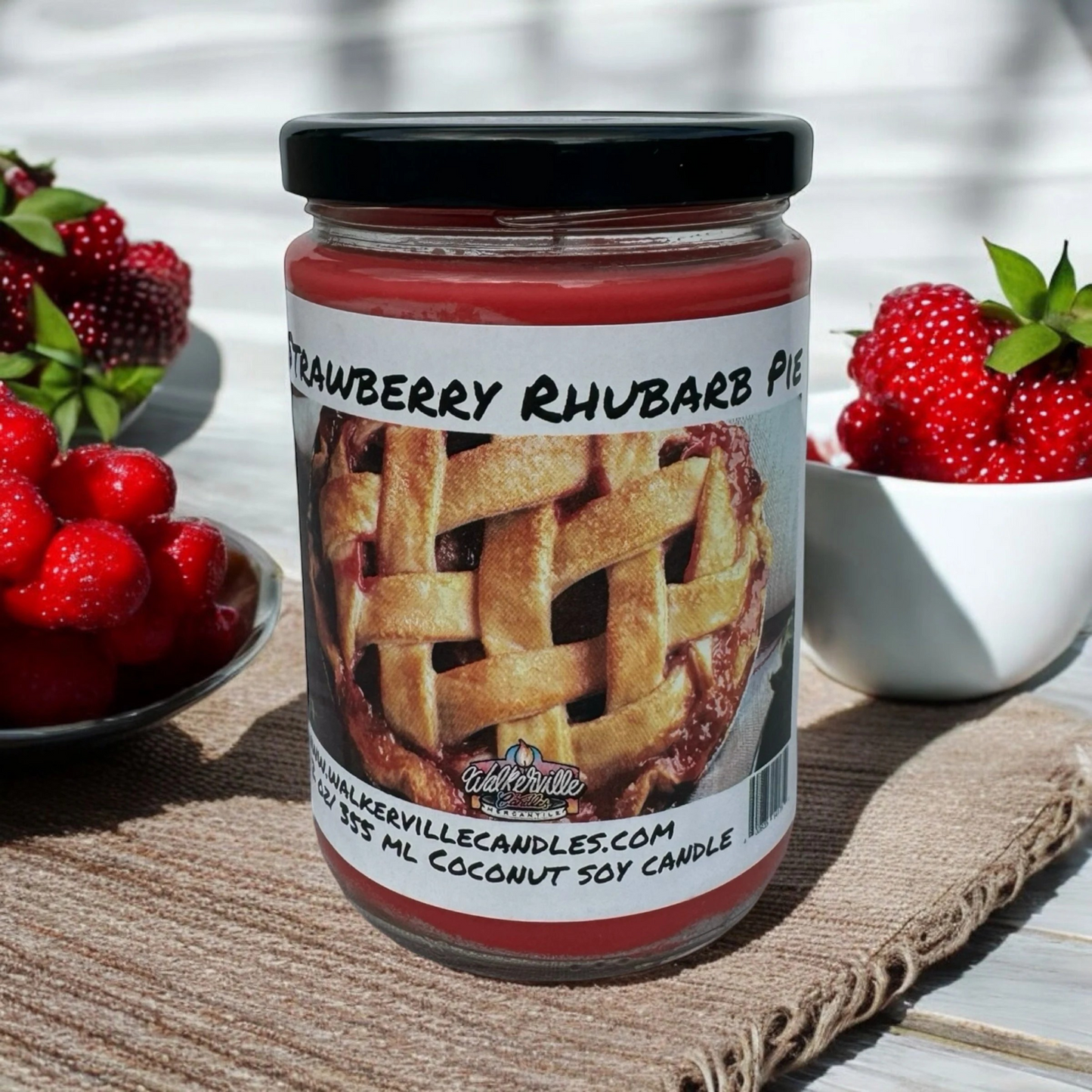 Strawberry Rhubarb Pie 100% Coconut Soy Eco-friendly 12 oz Candle