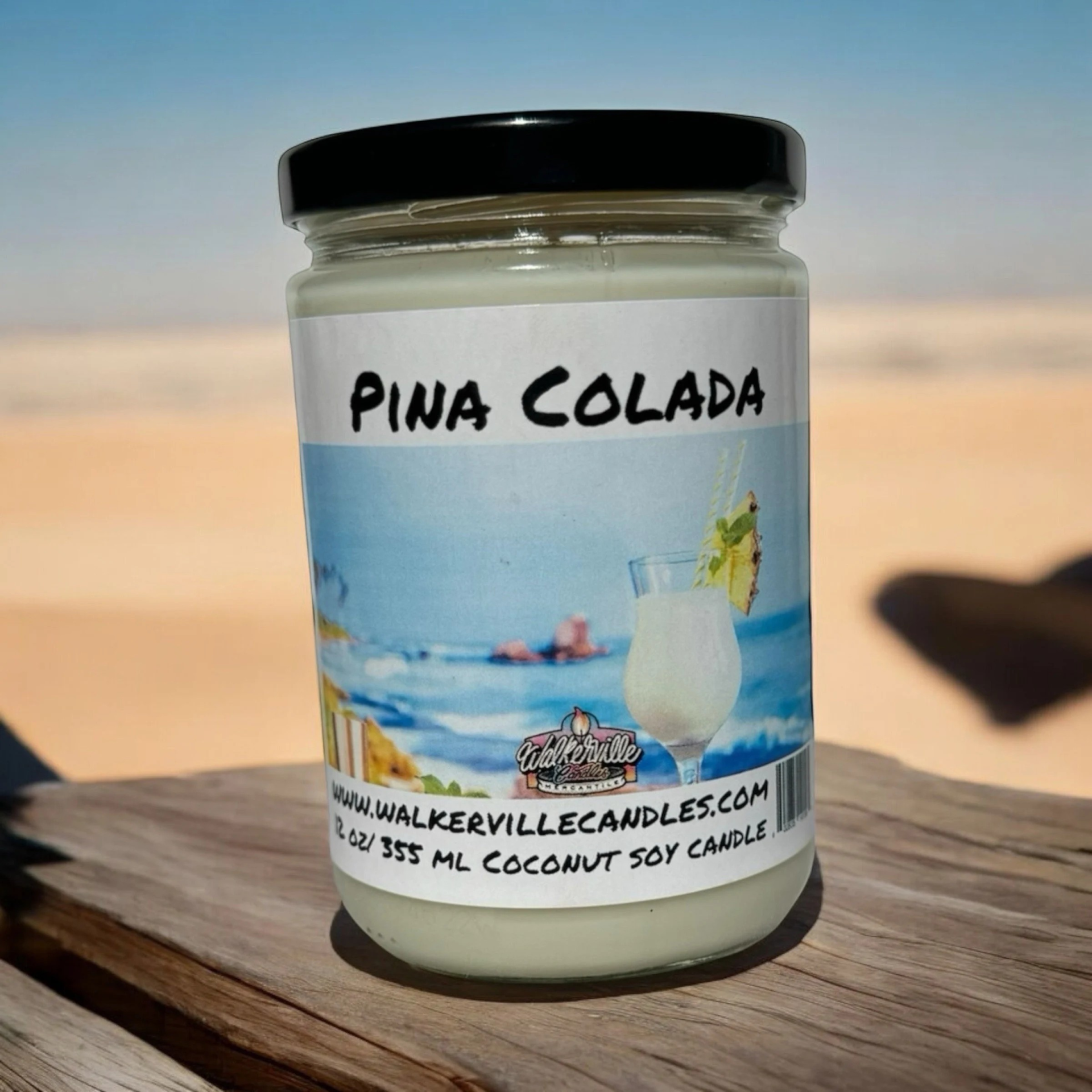 Pina Colada Vegan Coconut Soy 12 oz/ 355 ml Candle Hand-poured, Eco-friendly, Clean Burning, Bakery, Food, Drink Wood Wick