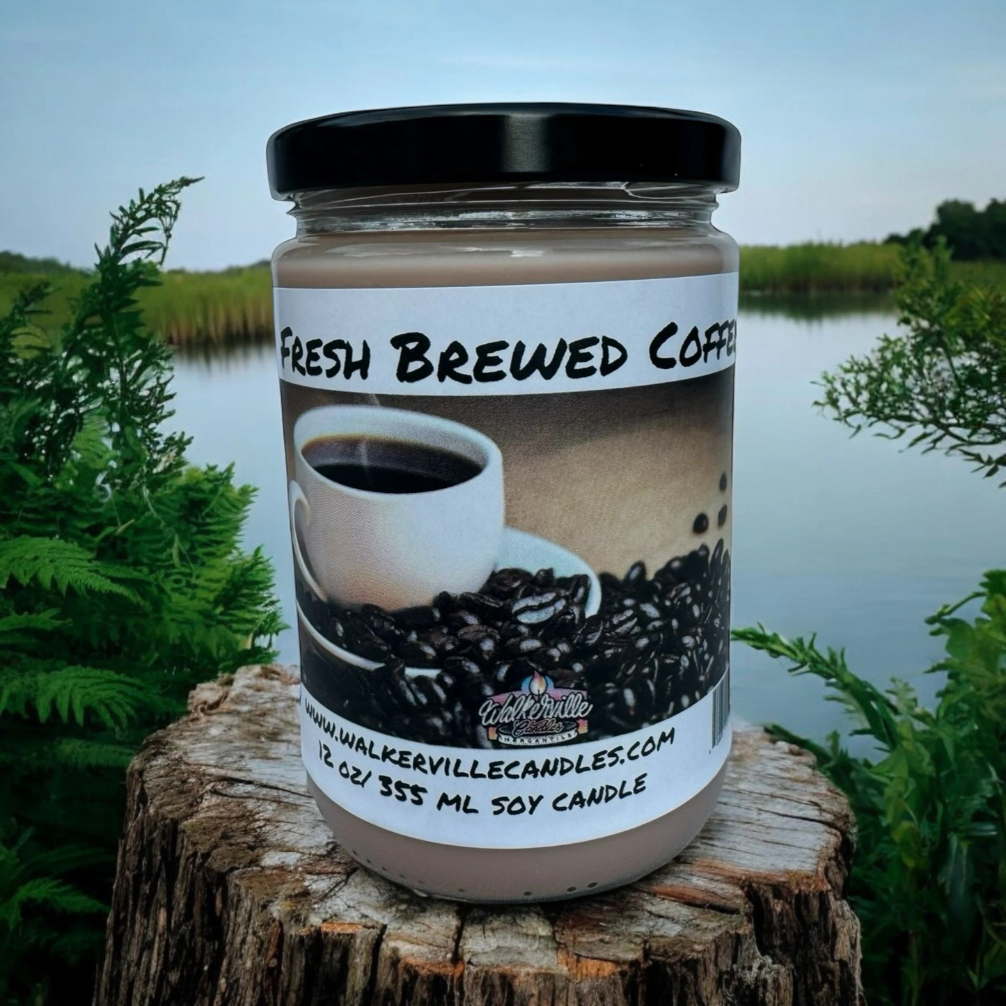 Fresh Brewed Coffee 100% Coconut Soy Eco-friendly 12 oz Candle Wood Wick