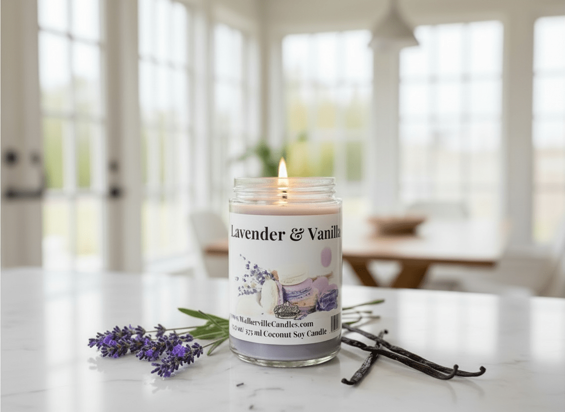 Lavender & Vanilla Coconut Soy 12.5 oz/ 375 ml Candle Wood Wick - Walkerville Candles