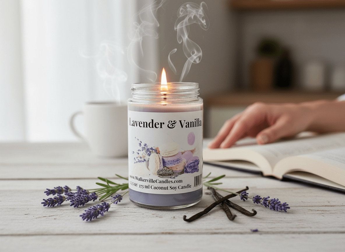 Lavender & Vanilla Coconut Soy 12.5 oz/ 375 ml Candle Wood Wick - Walkerville Candles