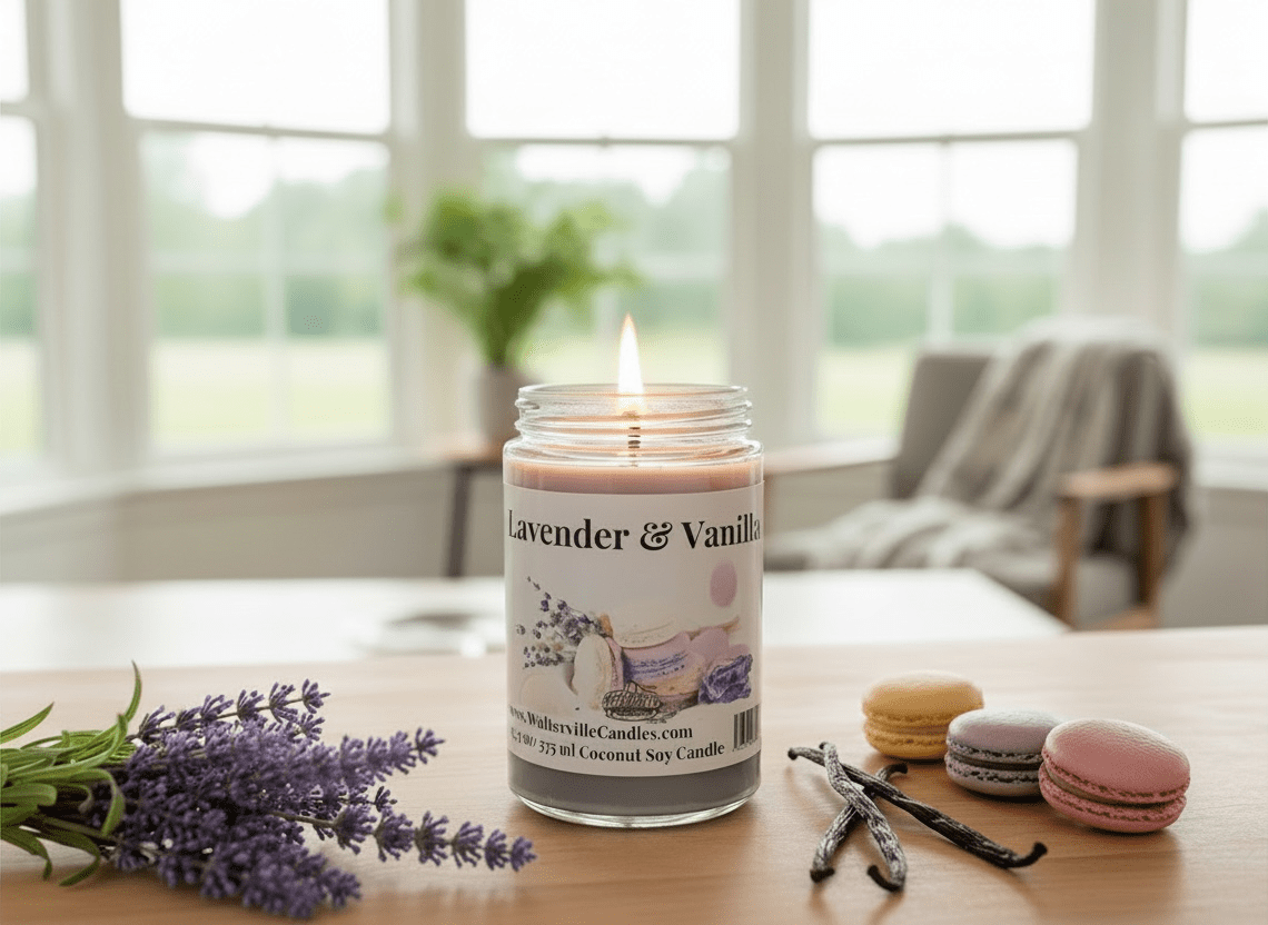 Lavender & Vanilla Coconut Soy 12.5 oz/ 375 ml Candle Wood Wick - Walkerville Candles
