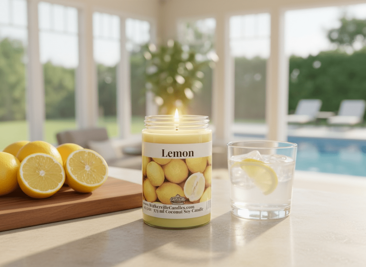 Lemon Coconut Soy 12.5 oz/ 375 ml Candle Wood Wick - Walkerville Candles