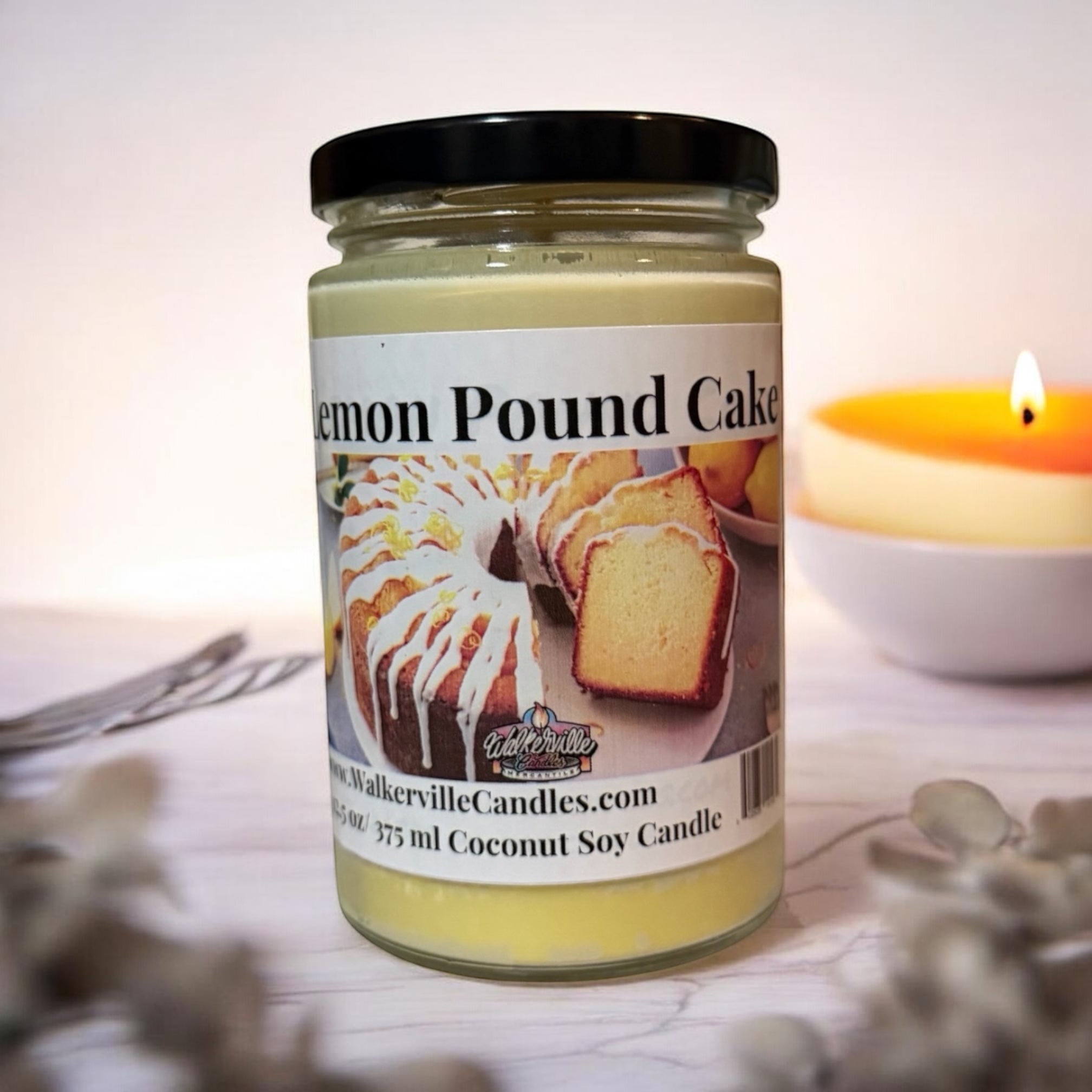 Lemon Pound Cake Coconut Soy 12.5 oz/ 375 ml Candle Wood Wick - Walkerville Candles