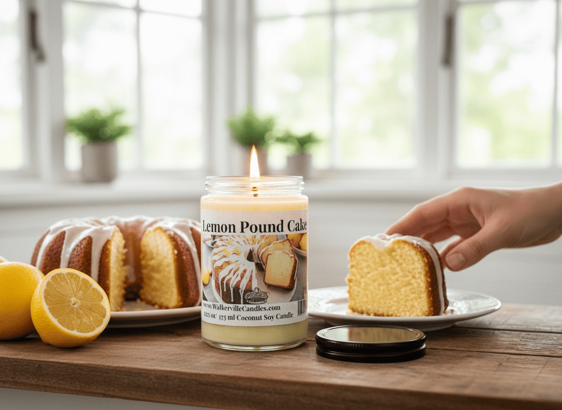 Lemon Pound Cake Coconut Soy 12.5 oz/ 375 ml Candle Wood Wick - Walkerville Candles