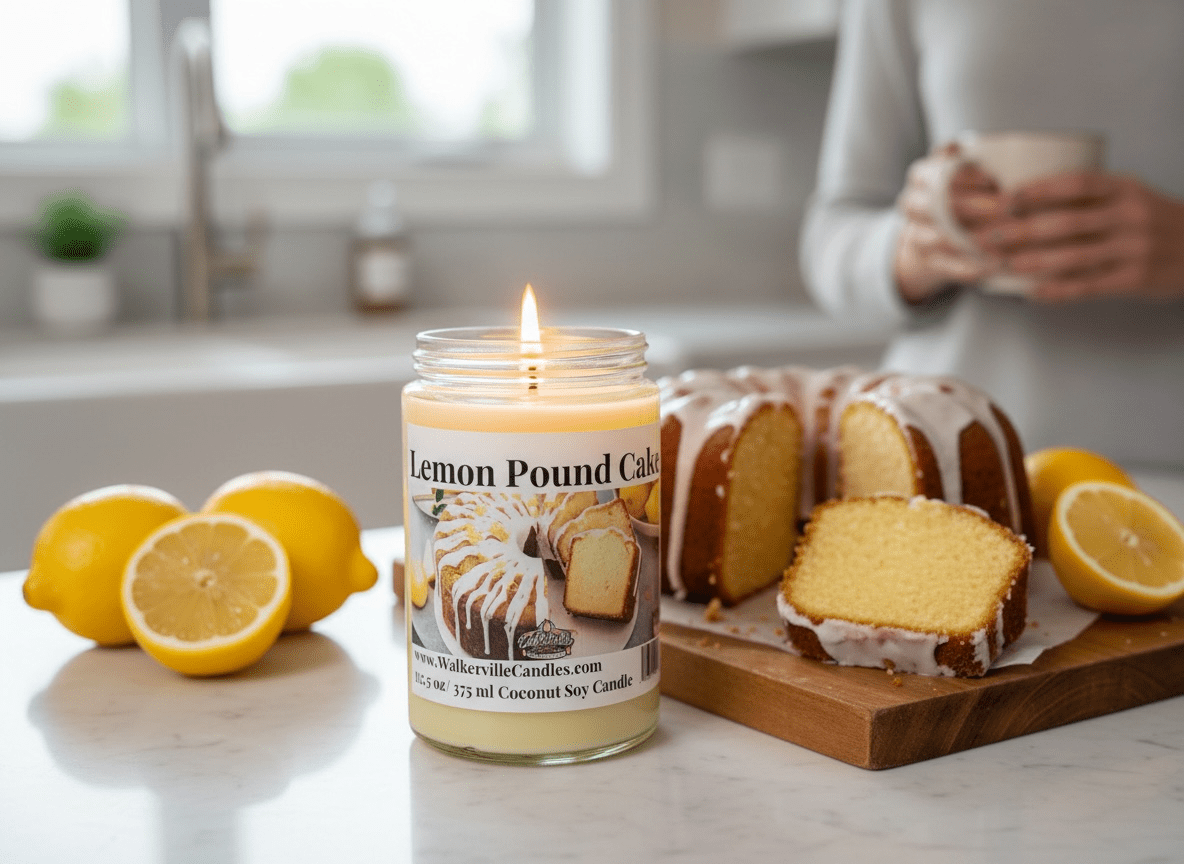 Lemon Pound Cake Coconut Soy 12.5 oz/ 375 ml Candle Wood Wick - Walkerville Candles