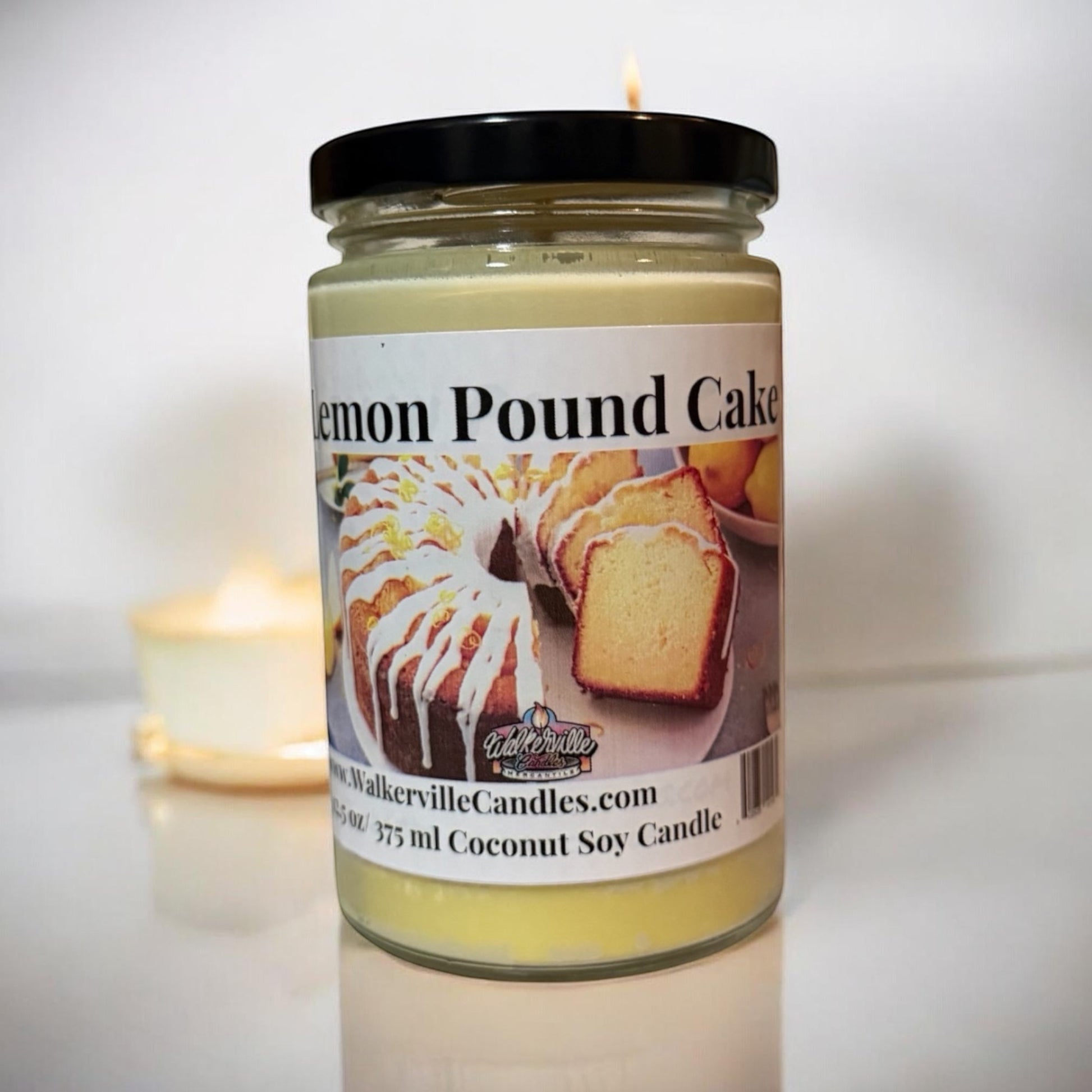 Lemon Pound Cake Coconut Soy 12.5 oz/ 375 ml Candle Wood Wick - Walkerville Candles