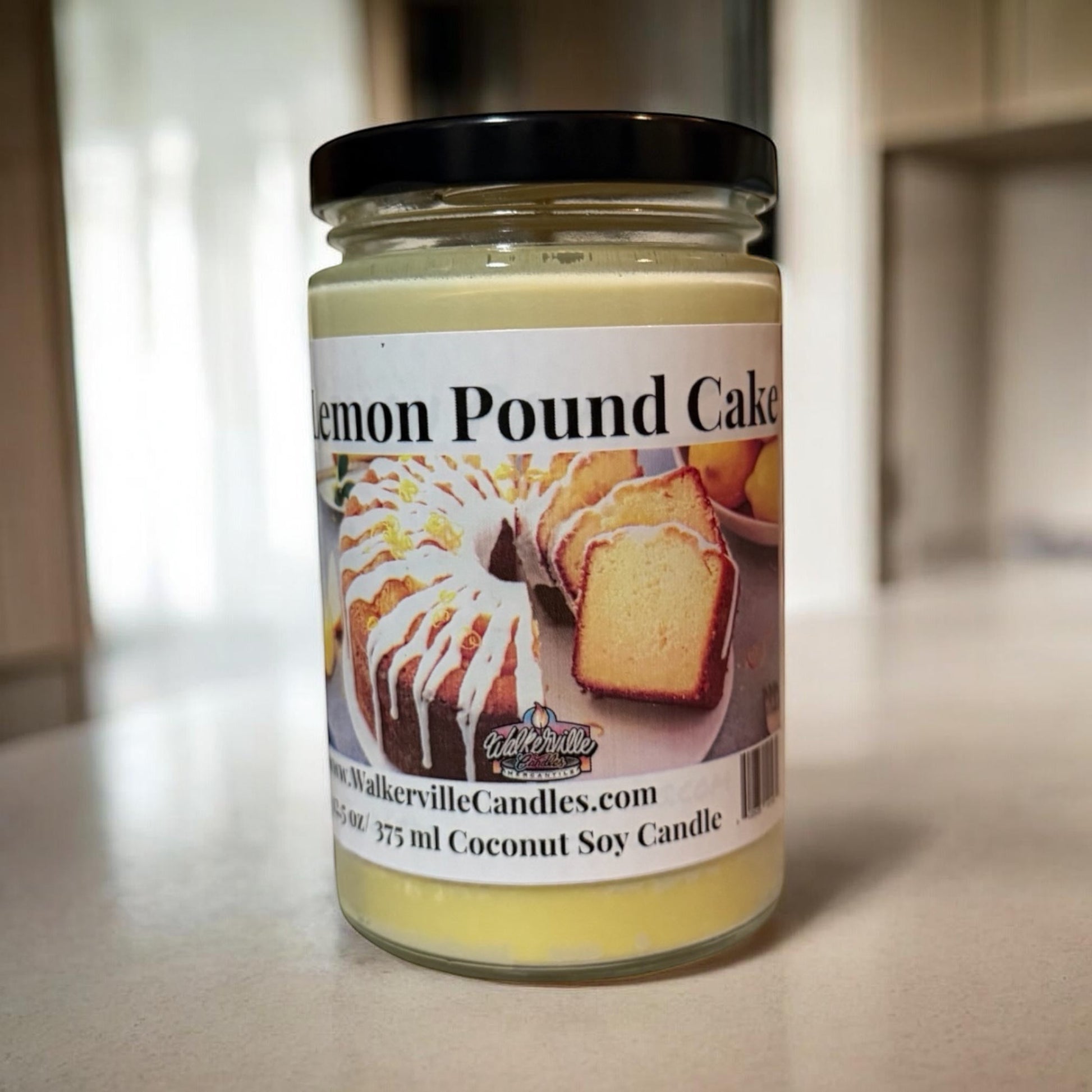 Lemon Pound Cake Coconut Soy 12.5 oz/ 375 ml Candle Wood Wick - Walkerville Candles
