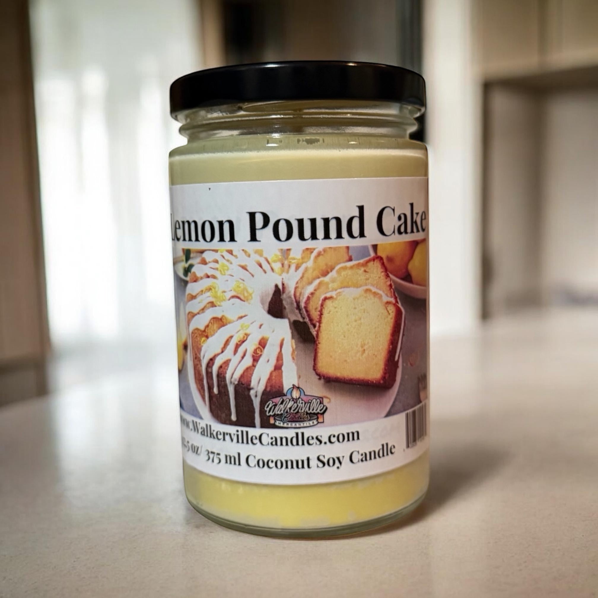 Lemon Pound Cake Coconut Soy 12.5 oz/ 375 ml Candle Wood Wick - Walkerville Candles