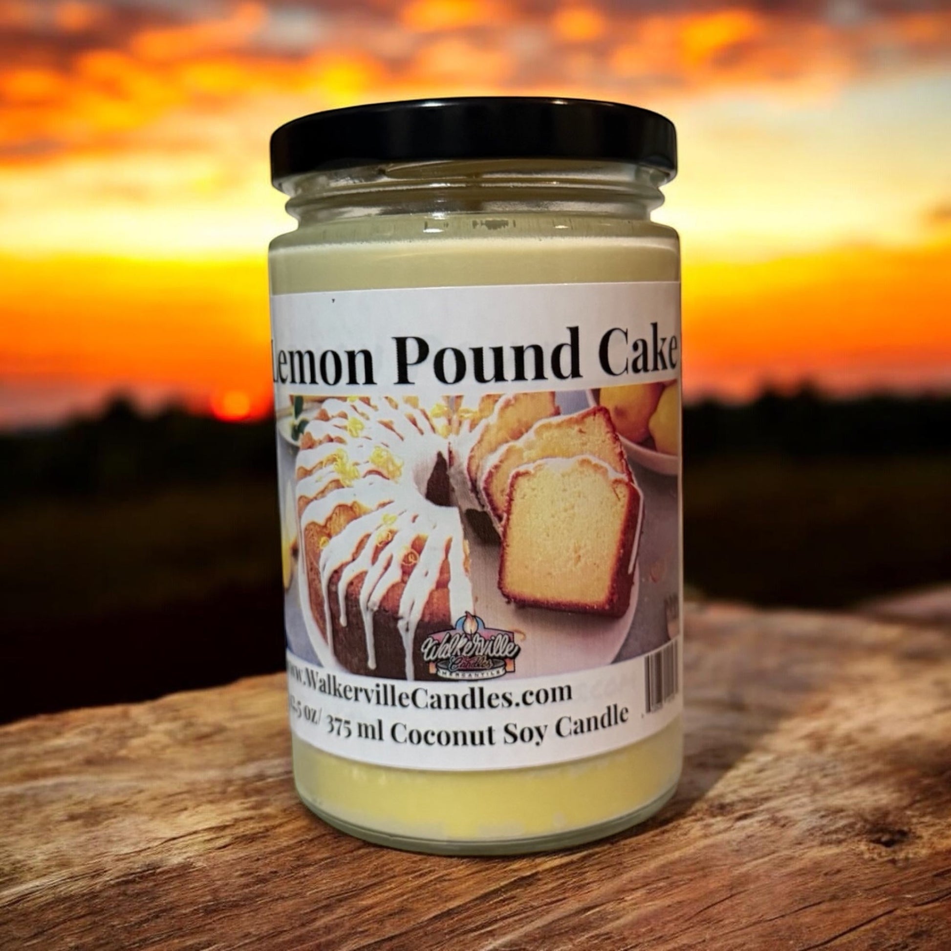 Lemon Pound Cake Coconut Soy 12.5 oz/ 375 ml Candle Wood Wick - Walkerville Candles