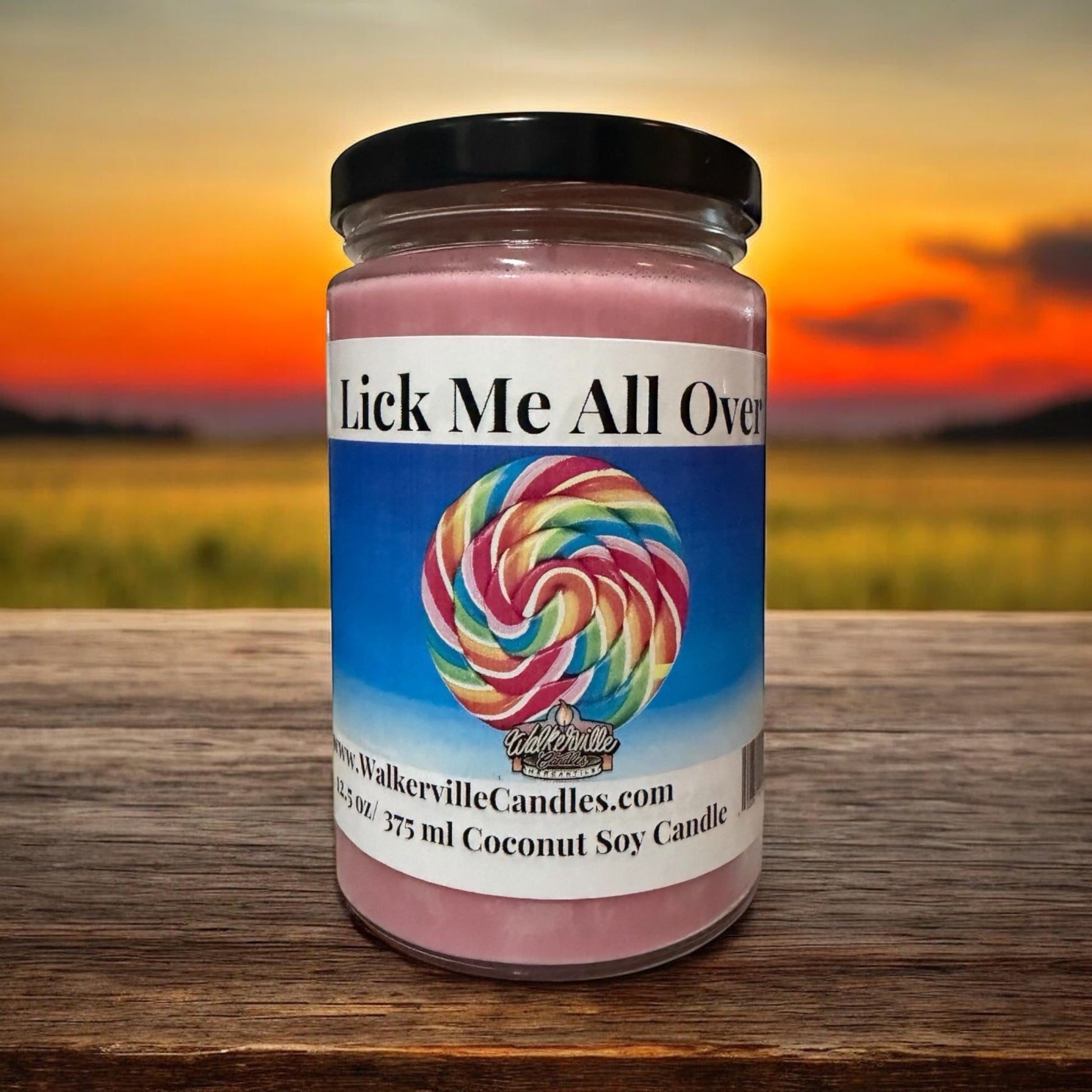Lick Me All Over Coconut Soy 12.5 oz/ 375 ml Candle Wood Wick - Walkerville Candles