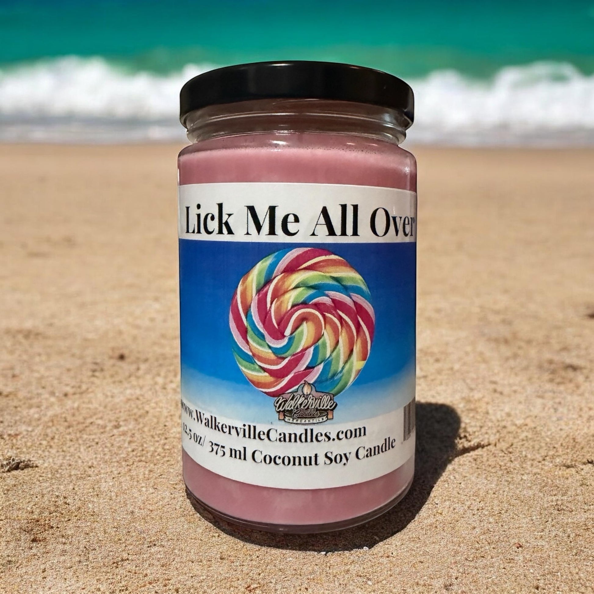 Lick Me All Over Coconut Soy 12.5 oz/ 375 ml Candle Wood Wick - Walkerville Candles