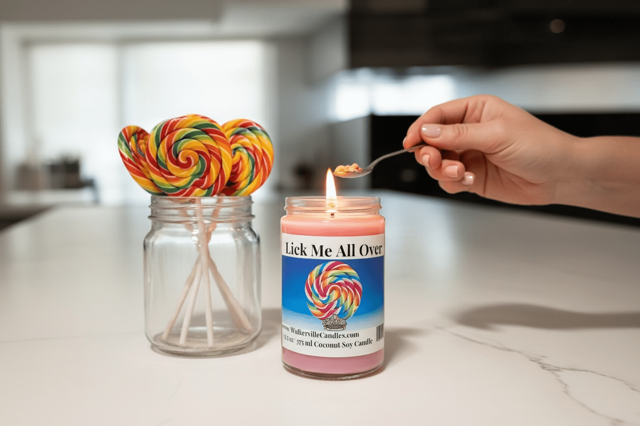 Lick Me All Over Coconut Soy 12.5 oz/ 375 ml Candle Wood Wick - Walkerville Candles