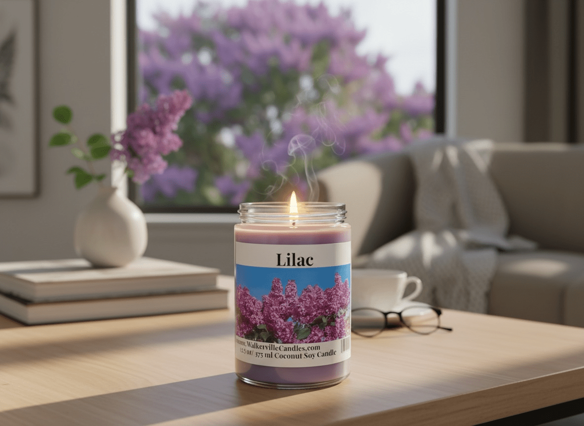 Lilac Coconut Soy 12.5 oz/ 375 ml Candle Wood Wick - Walkerville Candles