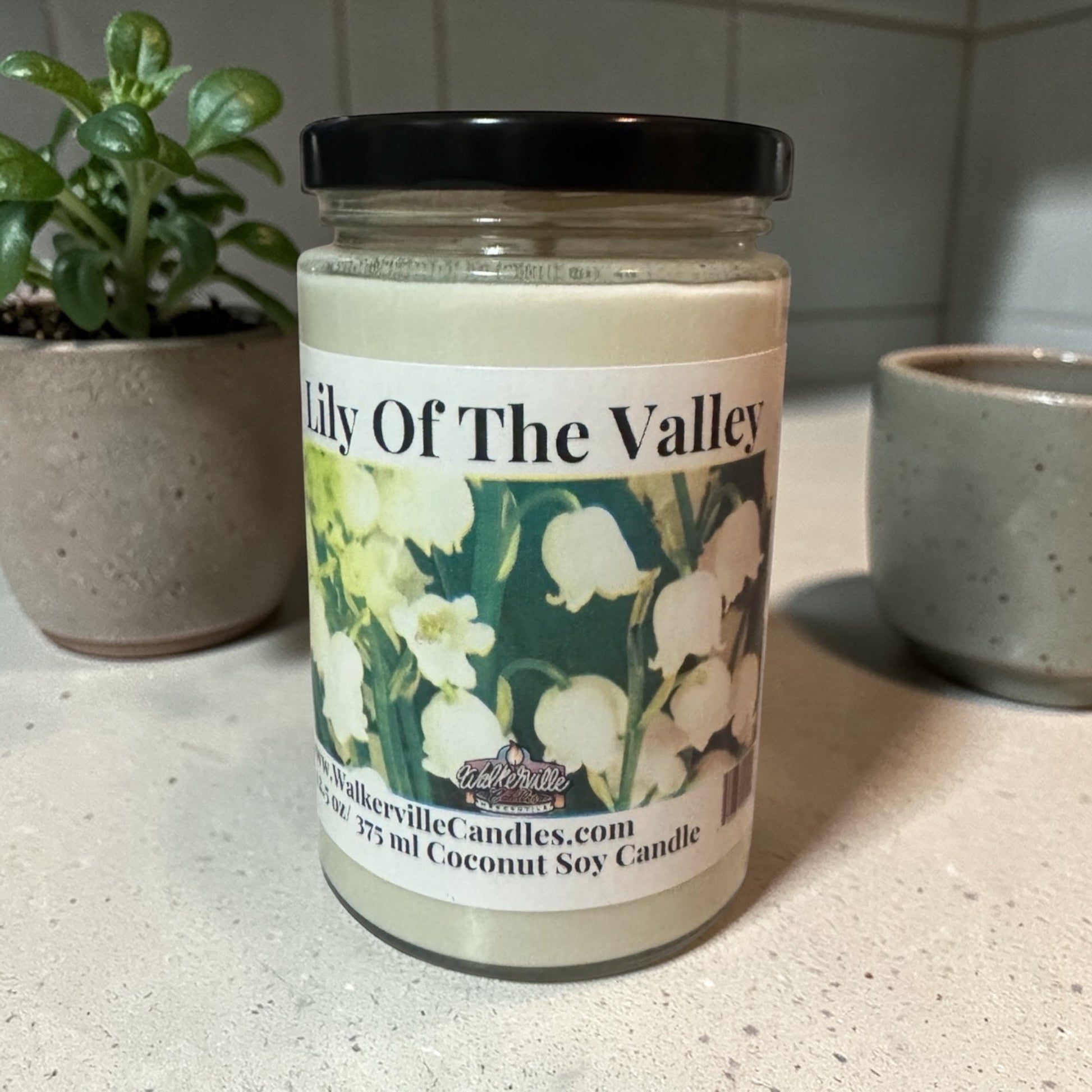 Lily of the Valley Coconut Soy 12.5 oz/ 375 ml Candle Wood Wick - Walkerville Candles