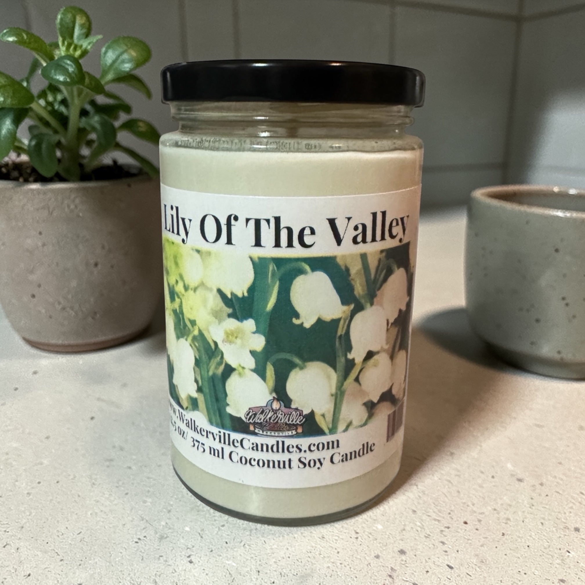 Lily of the Valley Coconut Soy 12.5 oz/ 375 ml Candle Wood Wick - Walkerville Candles