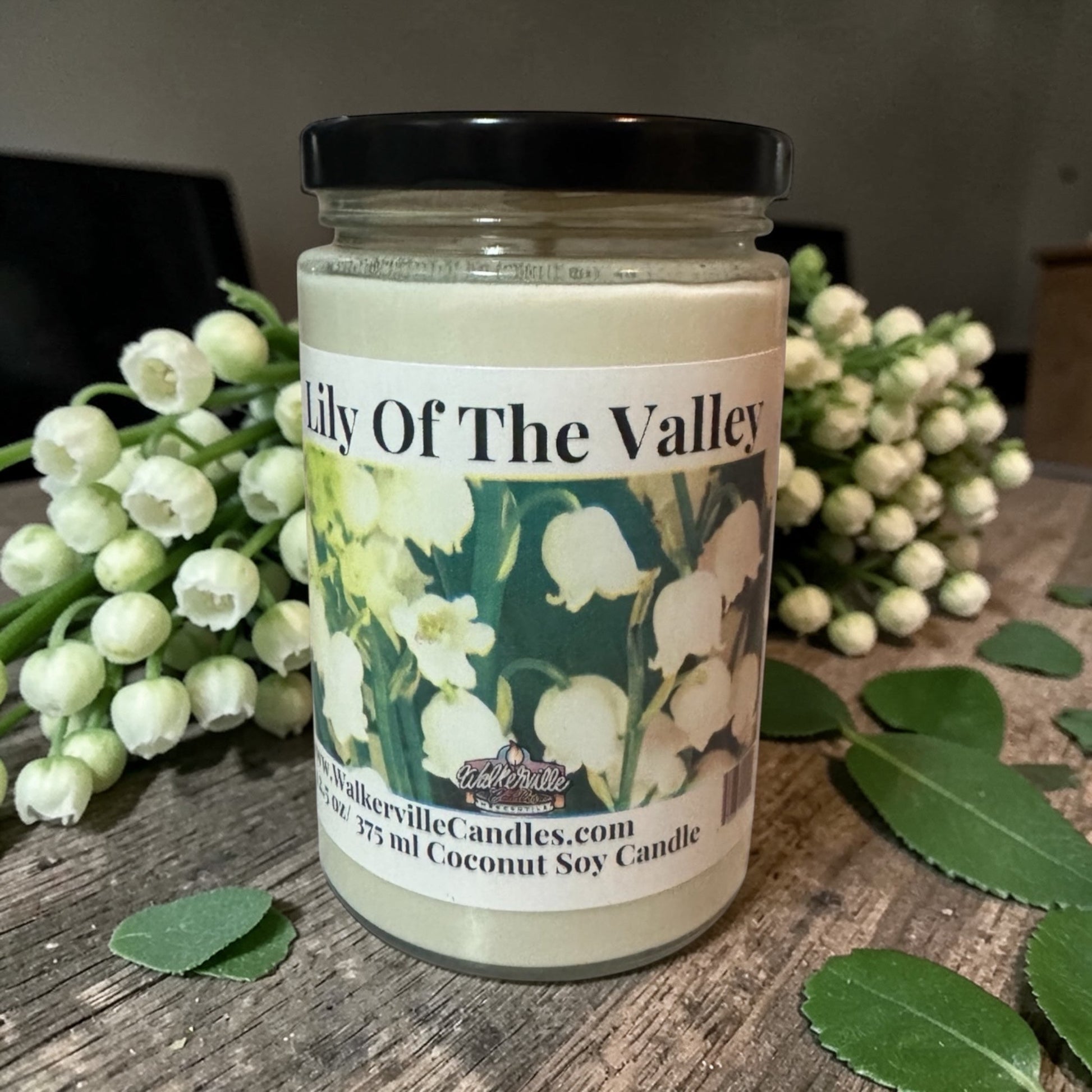 Lily of the Valley Coconut Soy 12.5 oz/ 375 ml Candle Wood Wick - Walkerville Candles