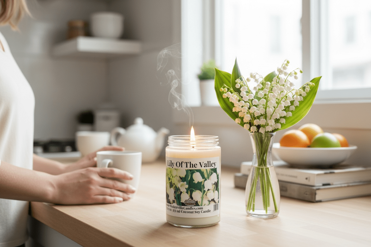 Lily of the Valley Coconut Soy 12.5 oz/ 375 ml Candle Wood Wick - Walkerville Candles