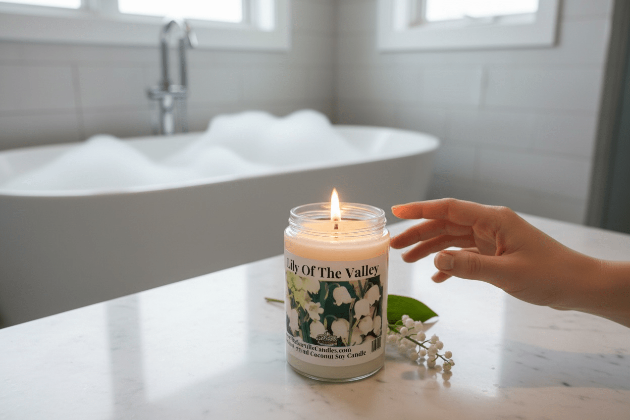 Lily of the Valley Coconut Soy 12.5 oz/ 375 ml Candle Wood Wick - Walkerville Candles