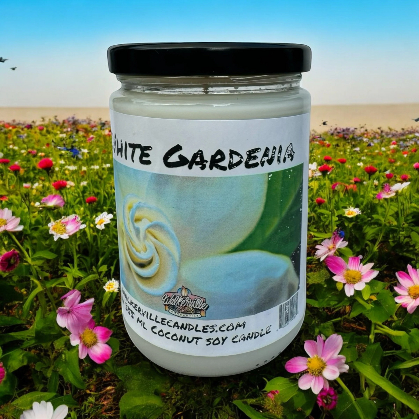 White Gardenia 100% Coconut Soy Eco-friendly 12 oz Candle