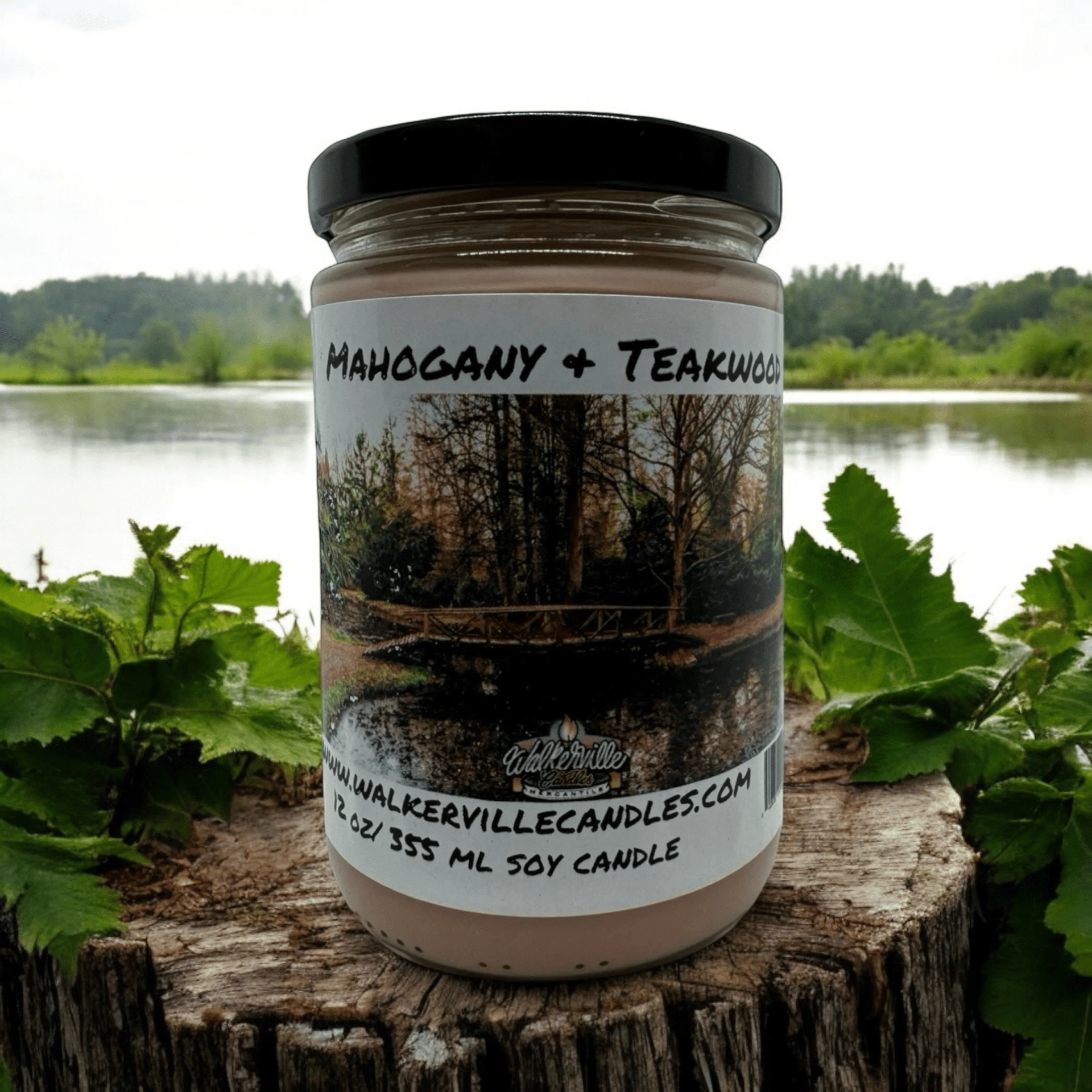 Mahogany & Teakwood Coconut Soy 12.5 oz/ 375 ml Candle Wood Wick - Walkerville Candles