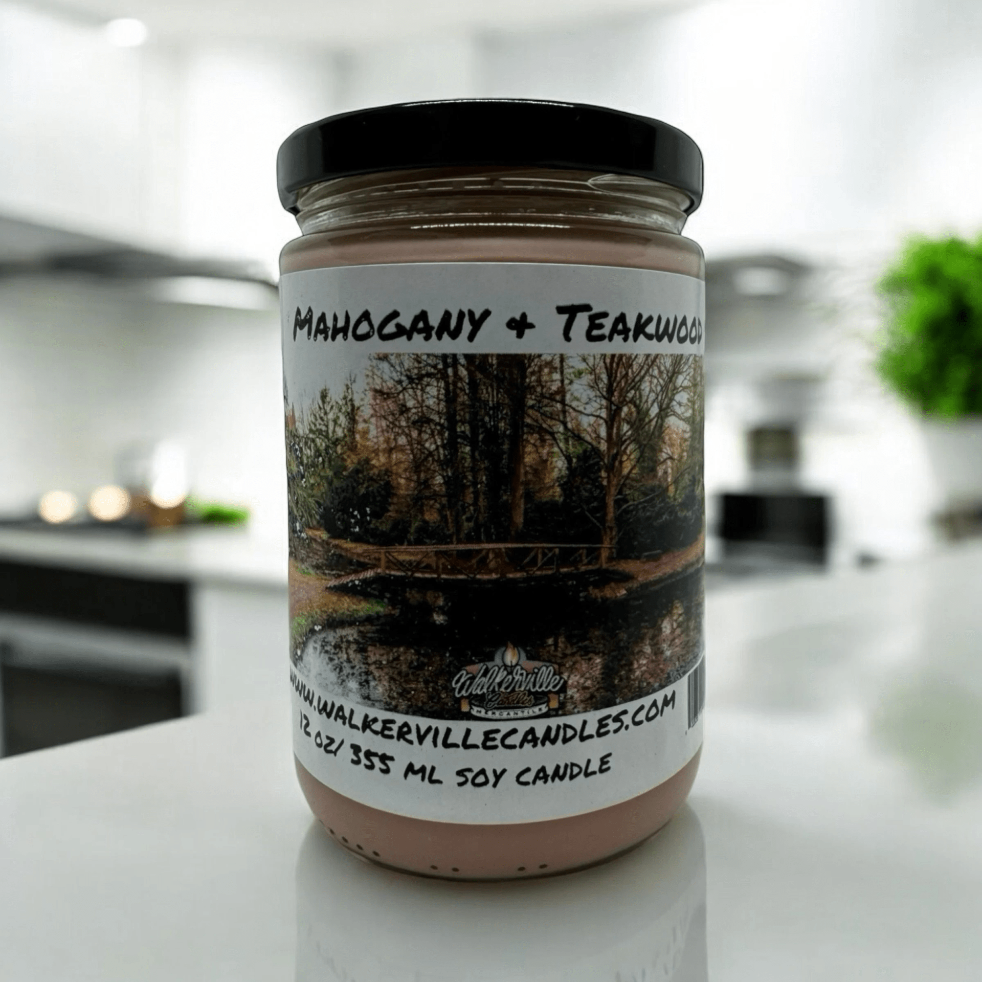 Mahogany & Teakwood Coconut Soy 12.5 oz/ 375 ml Candle Wood Wick - Walkerville Candles