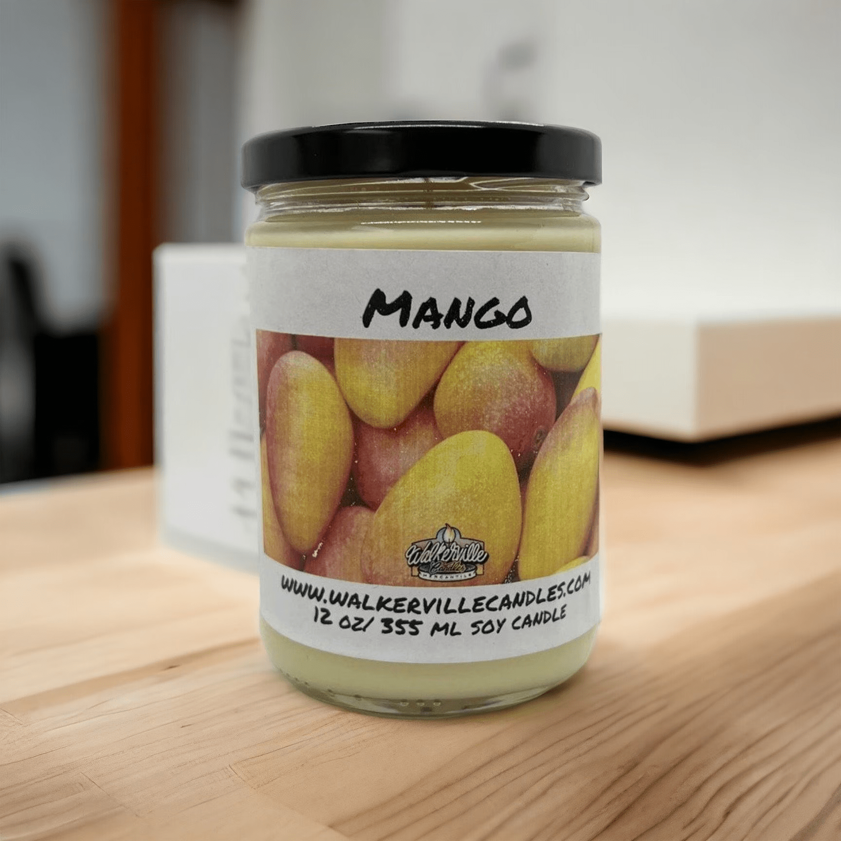 Mango Coconut Soy 12.5 oz/ 375 ml Candle Wood Wick - Walkerville Candles