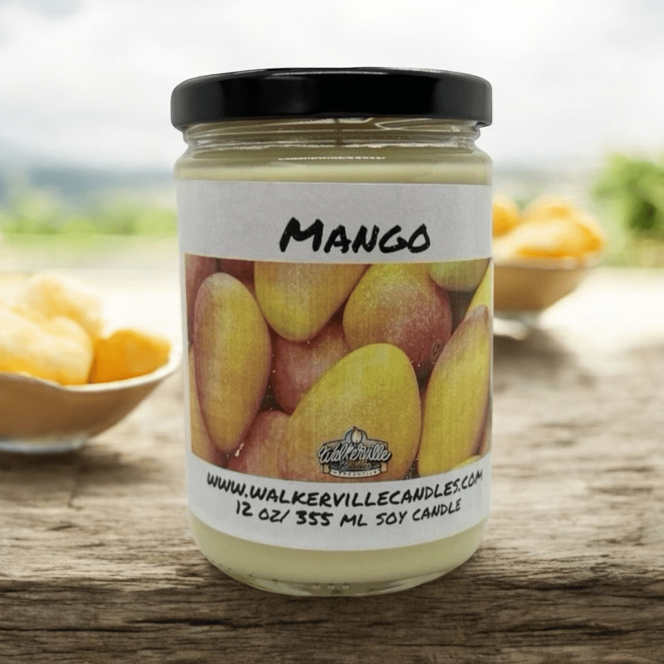 Mango Coconut Soy 12.5 oz/ 375 ml Candle Wood Wick - Walkerville Candles