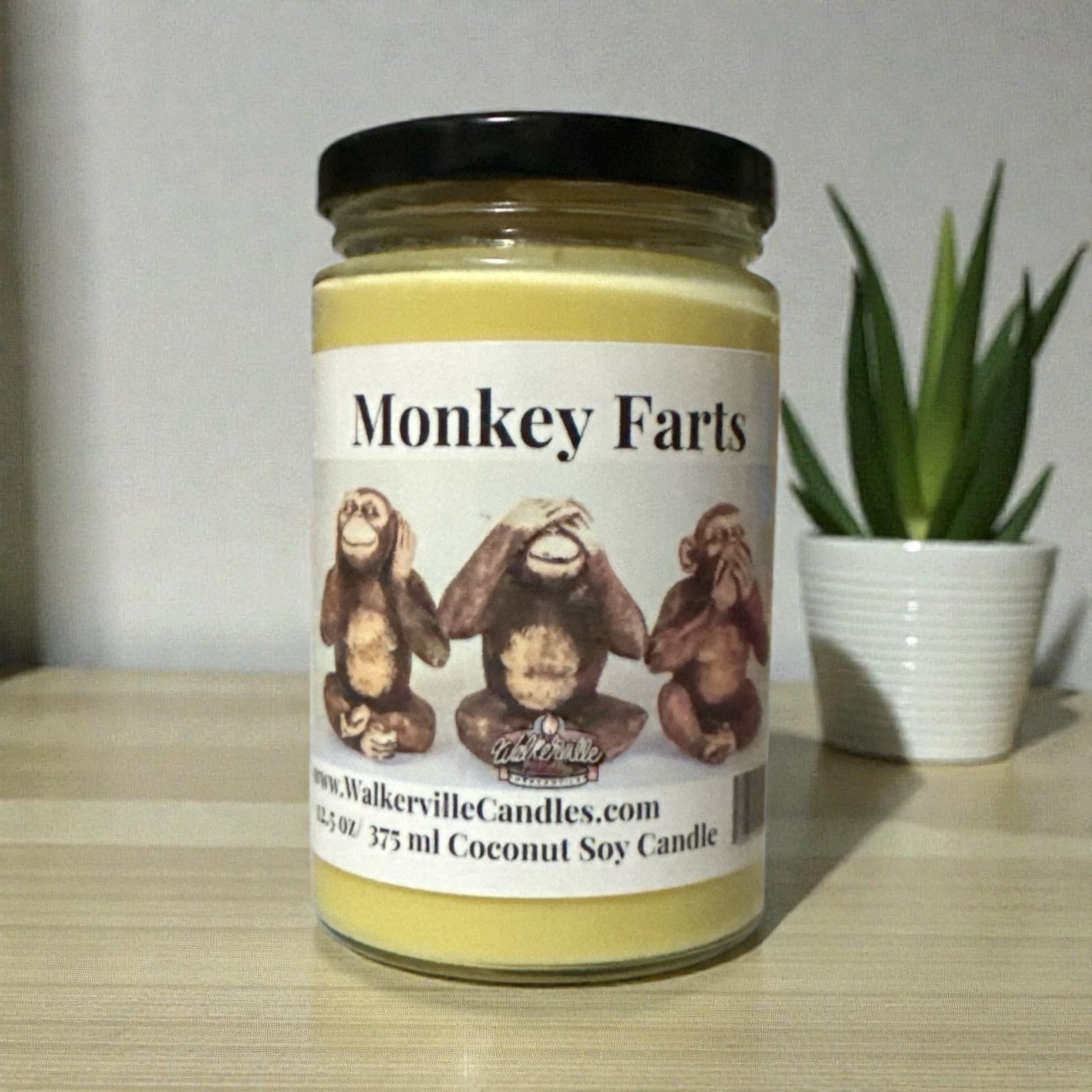 Monkey Farts Coconut Soy 12.5 oz/ 375 ml Candle Wood Wick - Walkerville Candles
