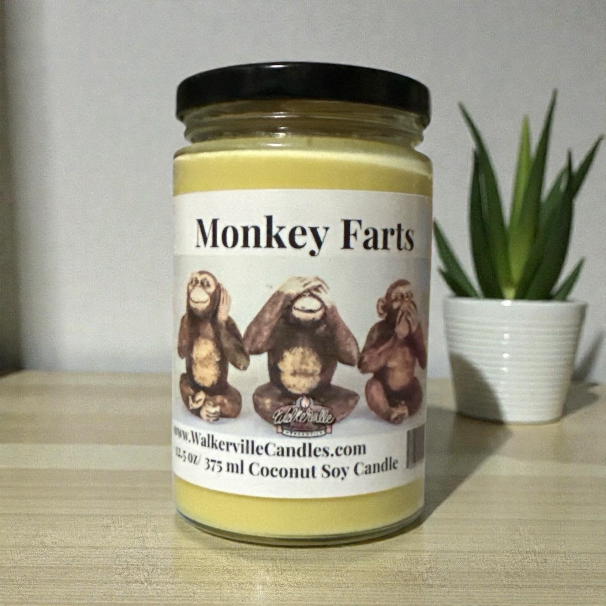 Monkey Farts Coconut Soy 12.5 oz/ 375 ml Candle Wood Wick - Walkerville Candles