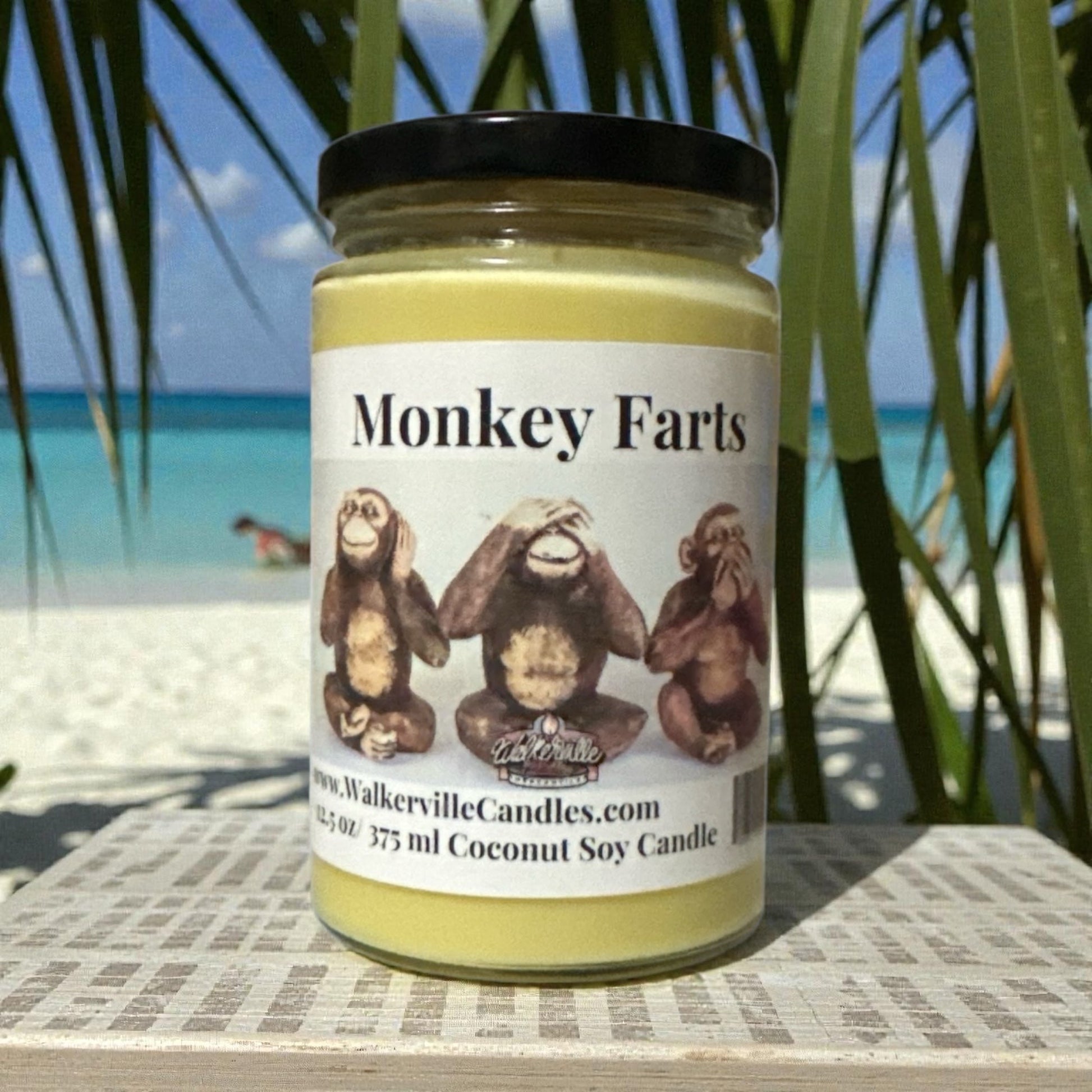 Monkey Farts Coconut Soy 12.5 oz/ 375 ml Candle Wood Wick - Walkerville Candles
