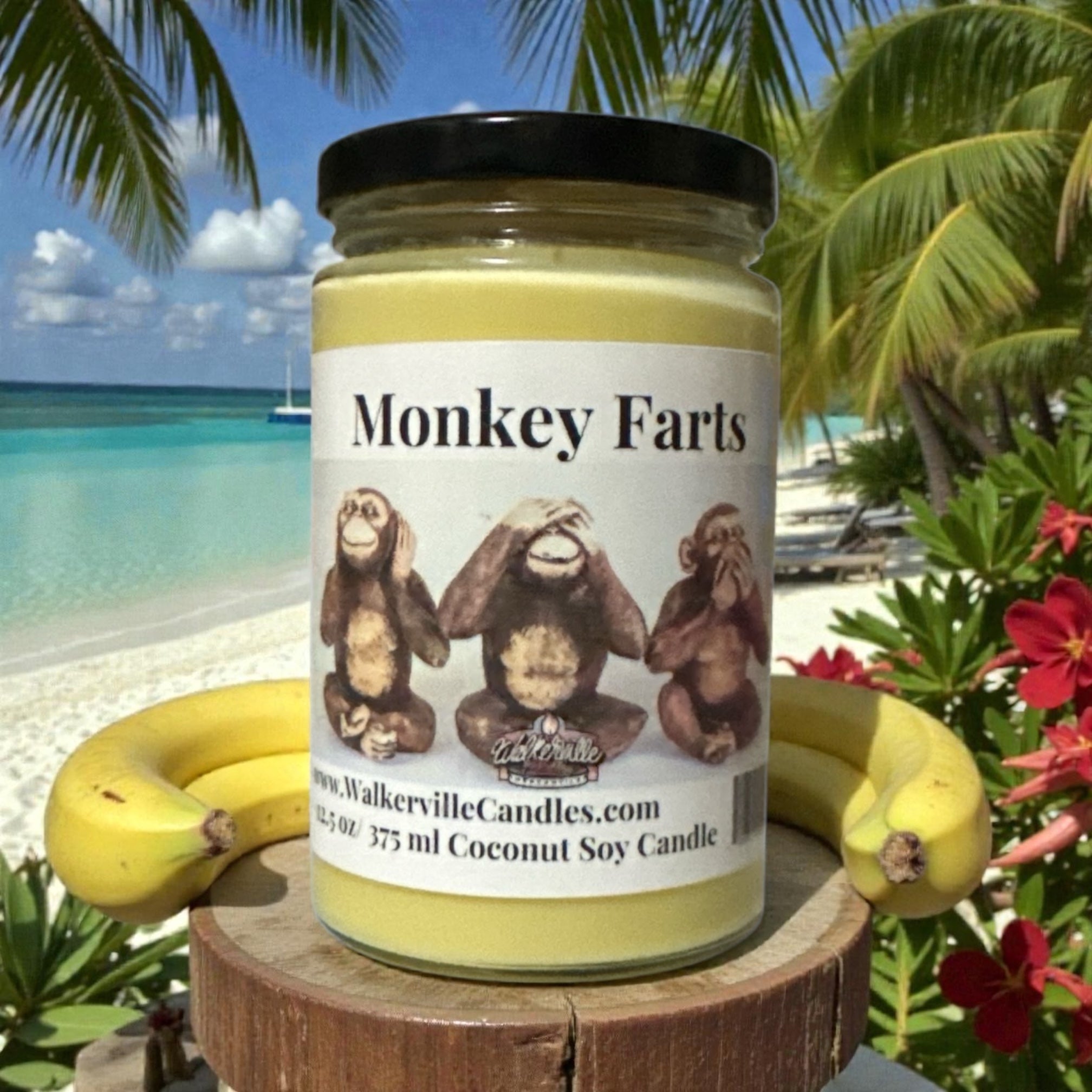 Monkey Farts Coconut Soy 12.5 oz/ 375 ml Candle Wood Wick - Walkerville Candles