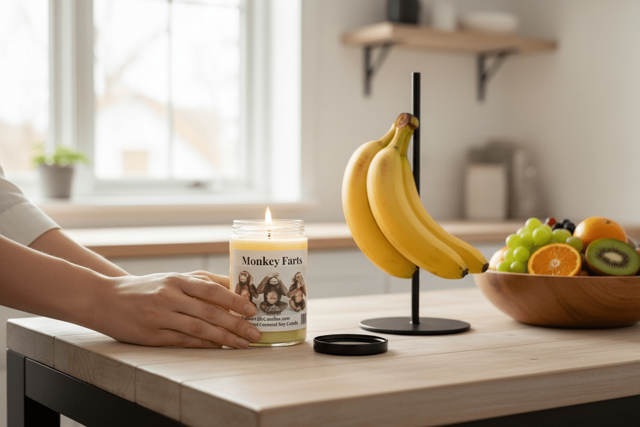 Monkey Farts Coconut Soy 12.5 oz/ 375 ml Candle Wood Wick - Walkerville Candles