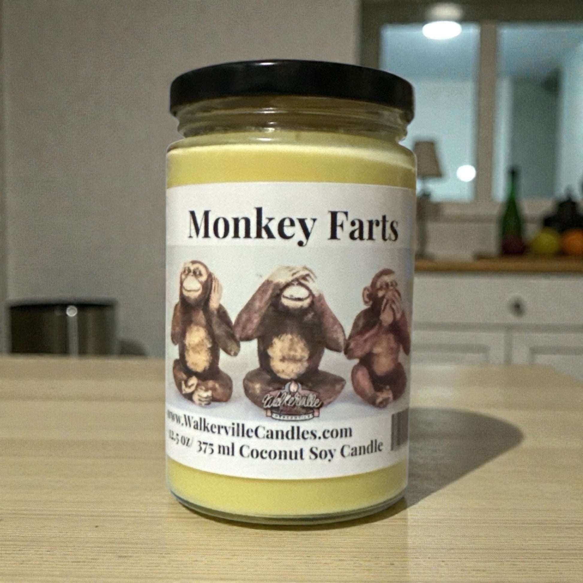 Monkey Farts Coconut Soy 12.5 oz/ 375 ml Candle Wood Wick - Walkerville Candles