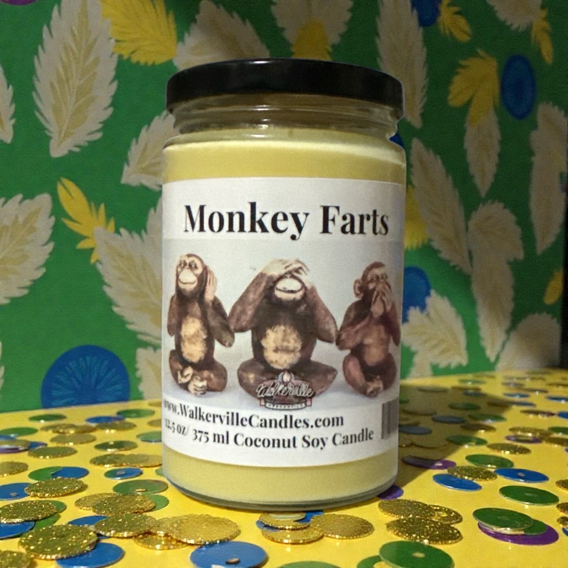 Monkey Farts Coconut Soy 12.5 oz/ 375 ml Candle Wood Wick - Walkerville Candles