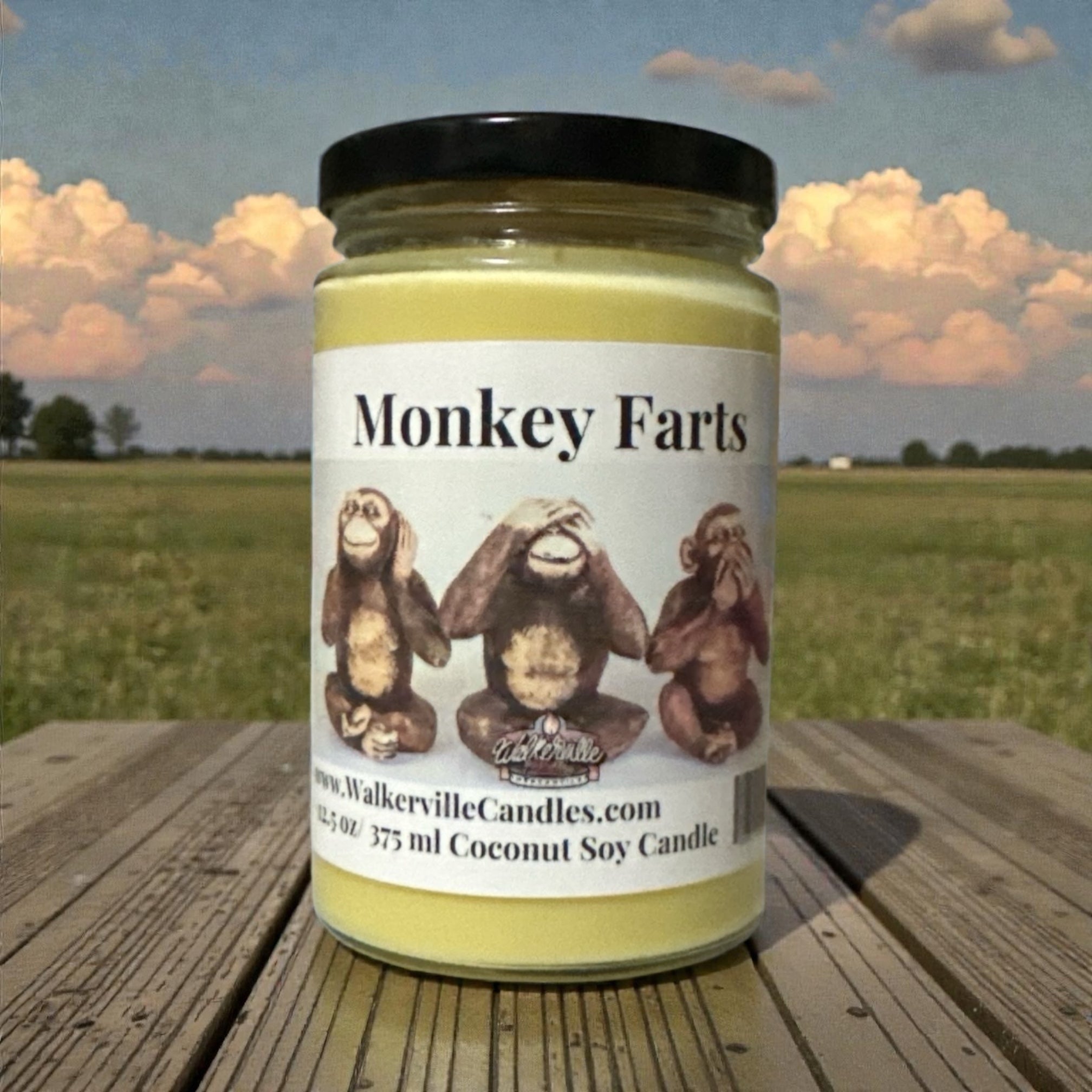 Monkey Farts Coconut Soy 12.5 oz/ 375 ml Candle Wood Wick - Walkerville Candles