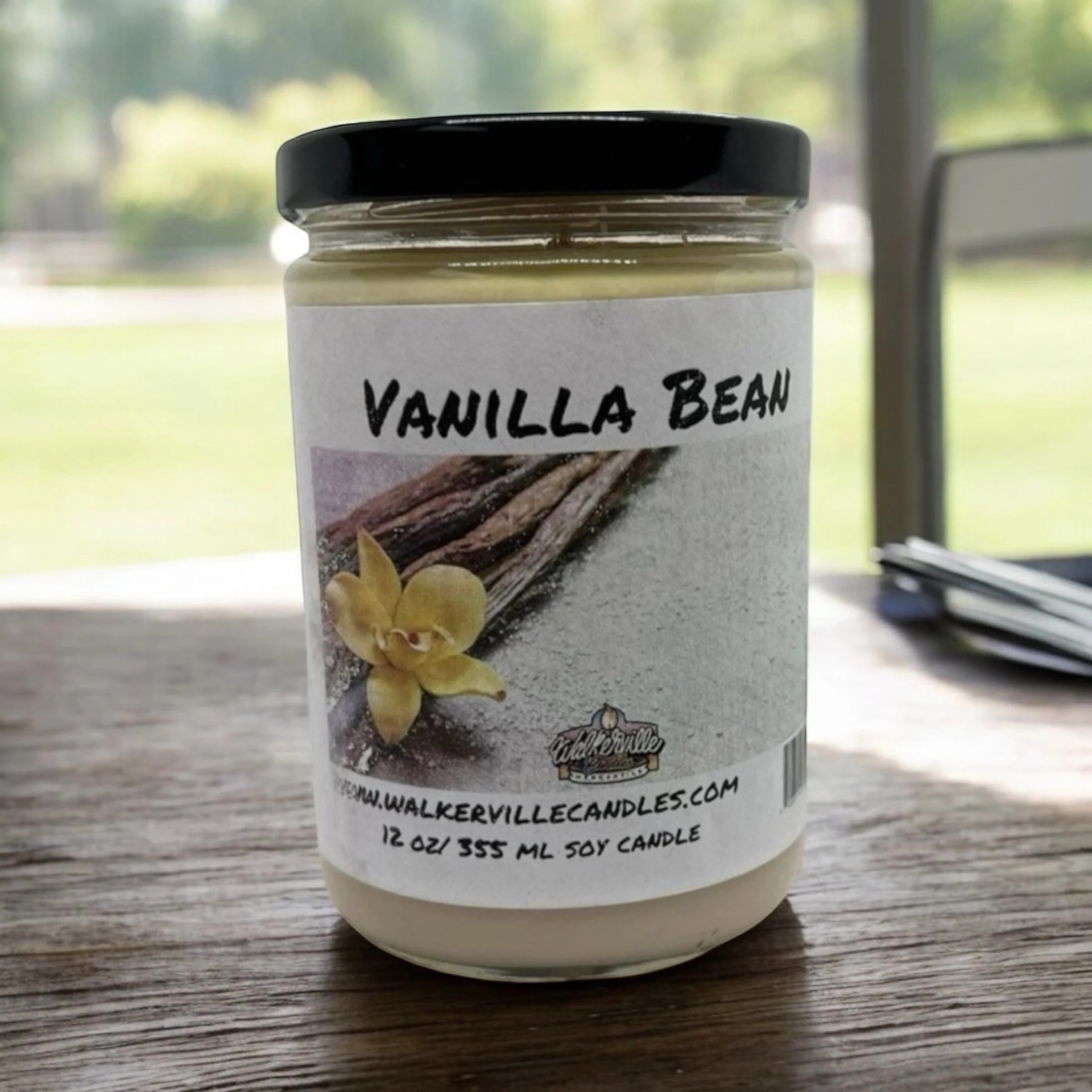 Vanilla Bean Vegan Coconut Soy 12 oz/ 355 ml Candle Hand-poured, Eco-friendly, Clean Burning, Bakery, Food, Drink Wood Wick
