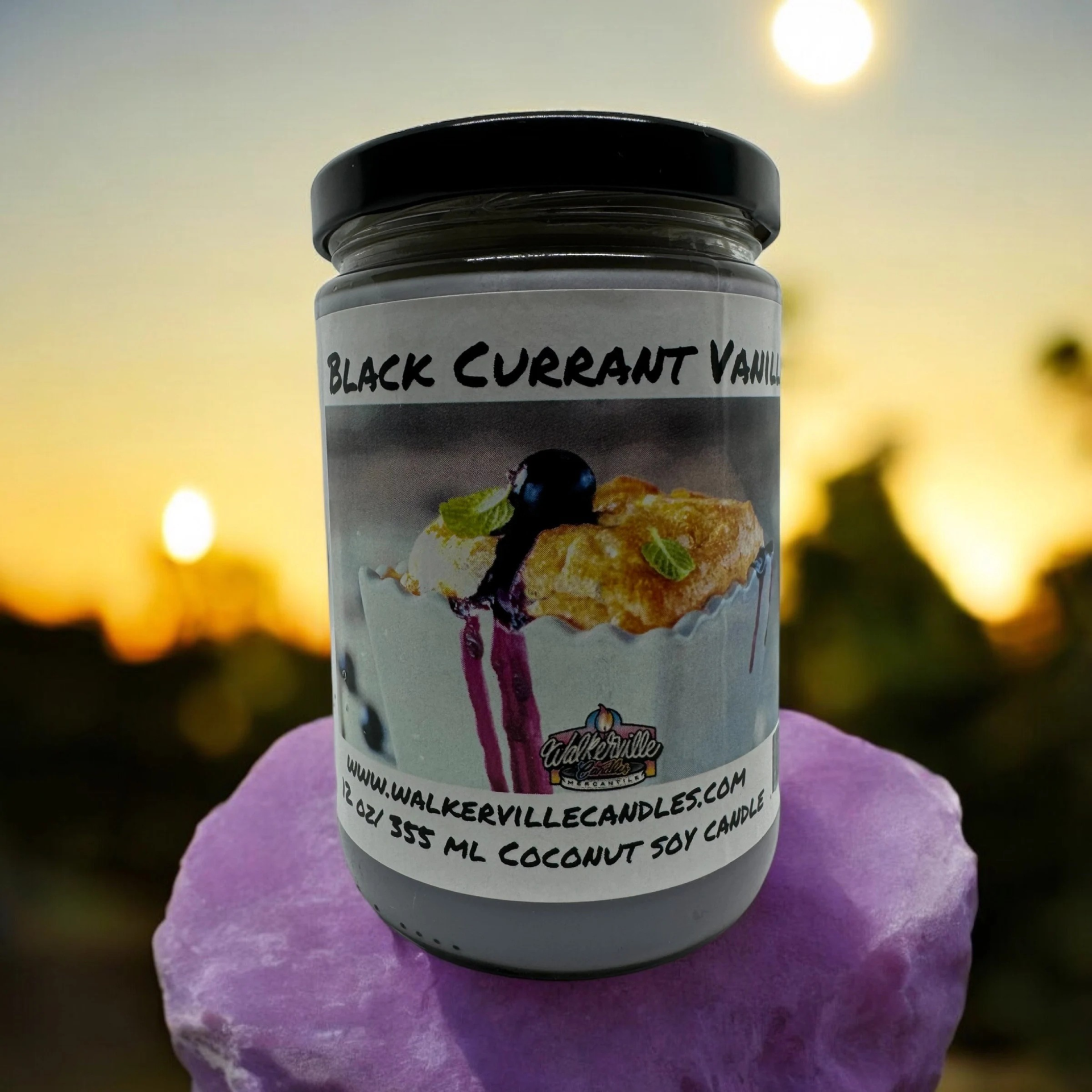 Black Currant Vanilla Vegan Coconut Soy 12 oz/ 355 ml Candle Hand-poured, Eco-friendly, Clean Burning, Fruity