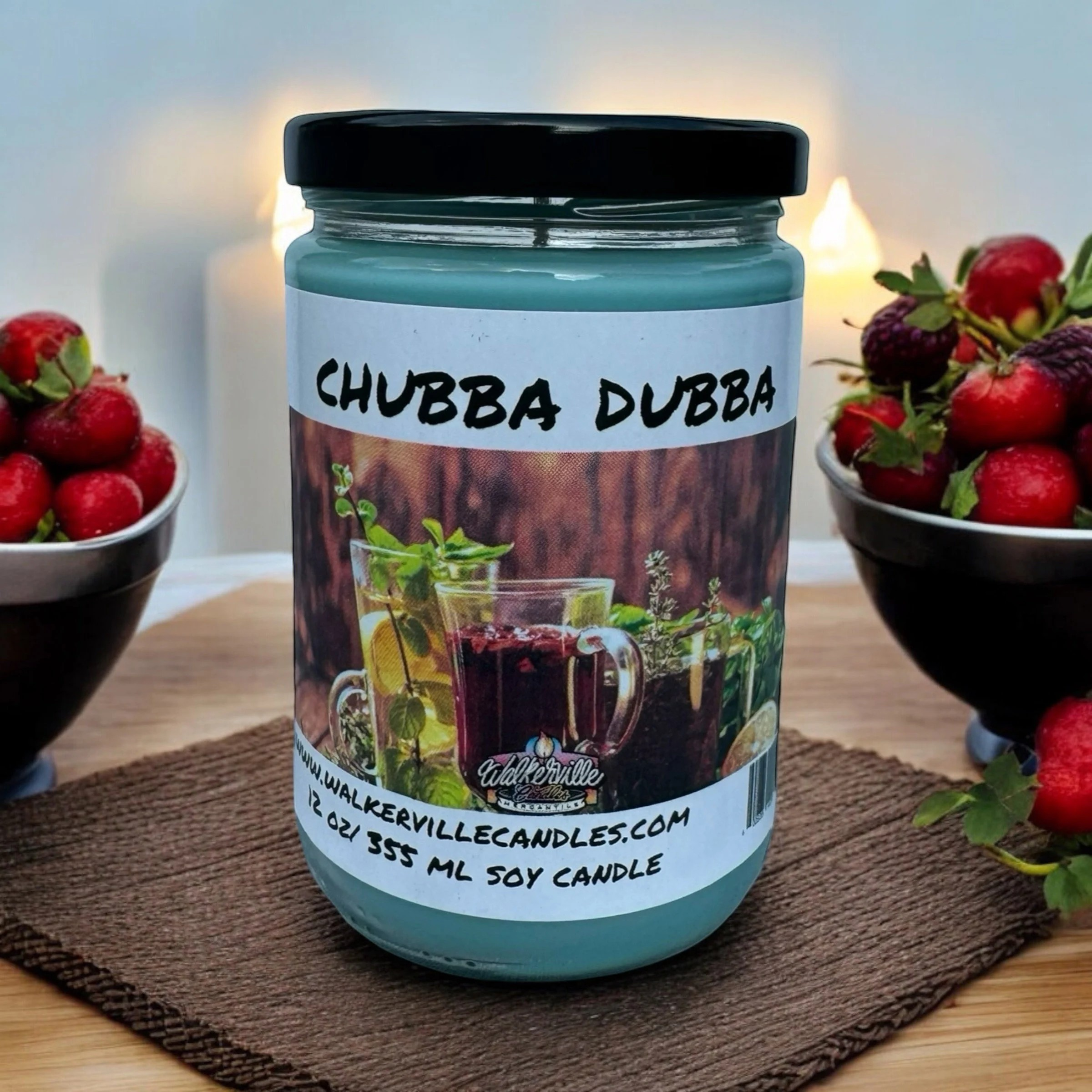 Chubba Dubba Vegan Coconut Soy 12 oz/ 355 ml Candle Hand-poured, Eco-friendly, Clean Burning, Floral Fruit Wood Wick