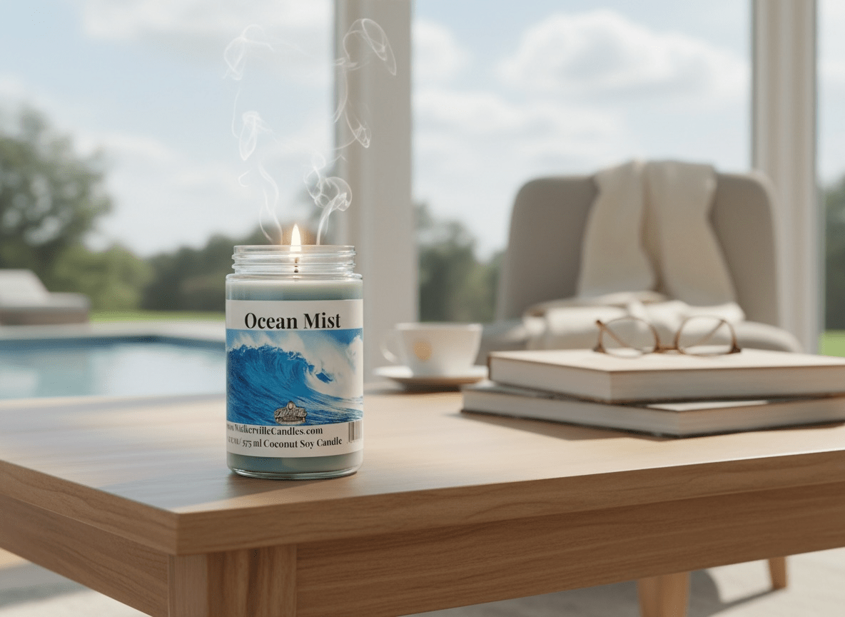 Ocean Mist Coconut Soy 12.5 oz/ 375 ml Candle Wood Wick - Walkerville Candles
