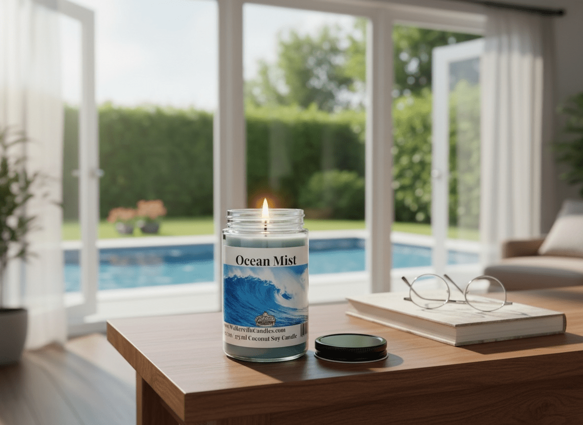 Ocean Mist Coconut Soy 12.5 oz/ 375 ml Candle Wood Wick - Walkerville Candles