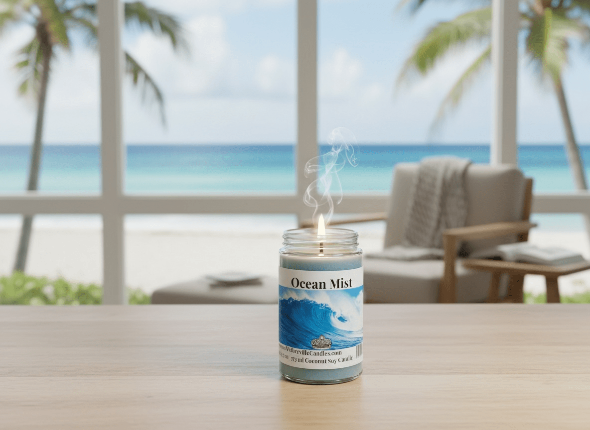 Ocean Mist Coconut Soy 12.5 oz/ 375 ml Candle Wood Wick - Walkerville Candles
