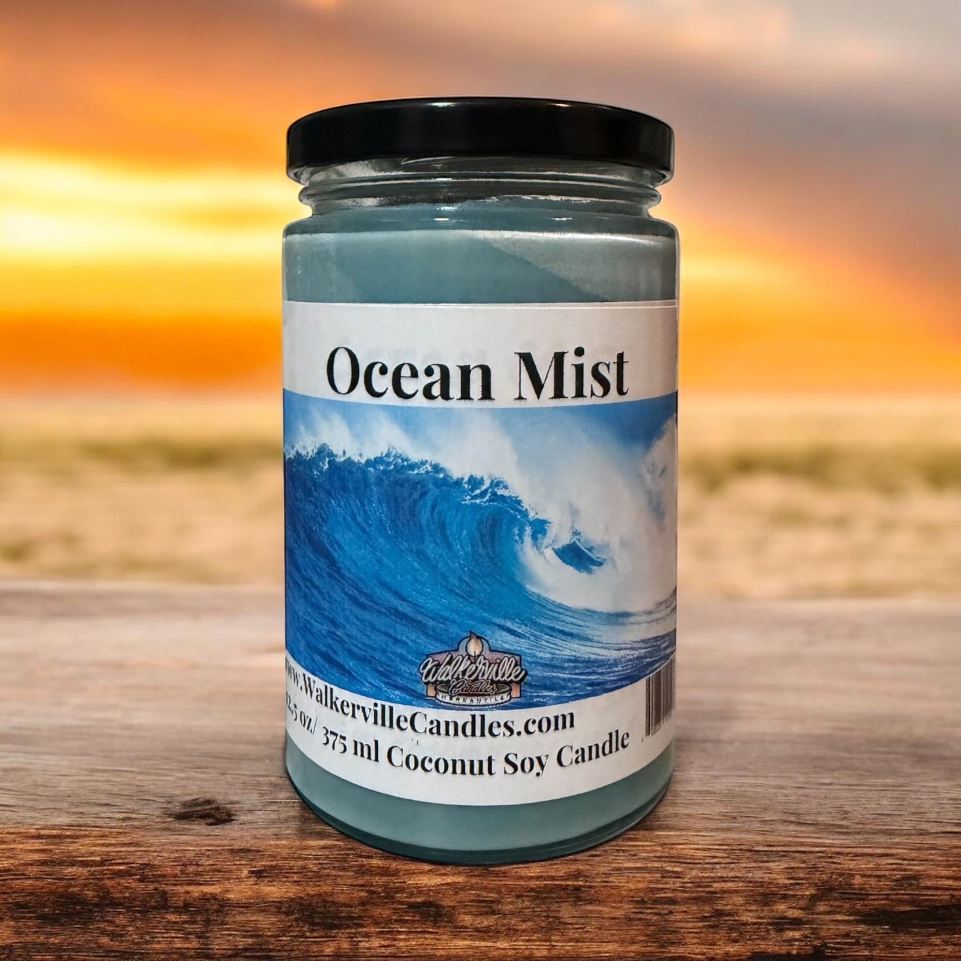 Ocean Mist Coconut Soy 12.5 oz/ 375 ml Candle Wood Wick - Walkerville Candles