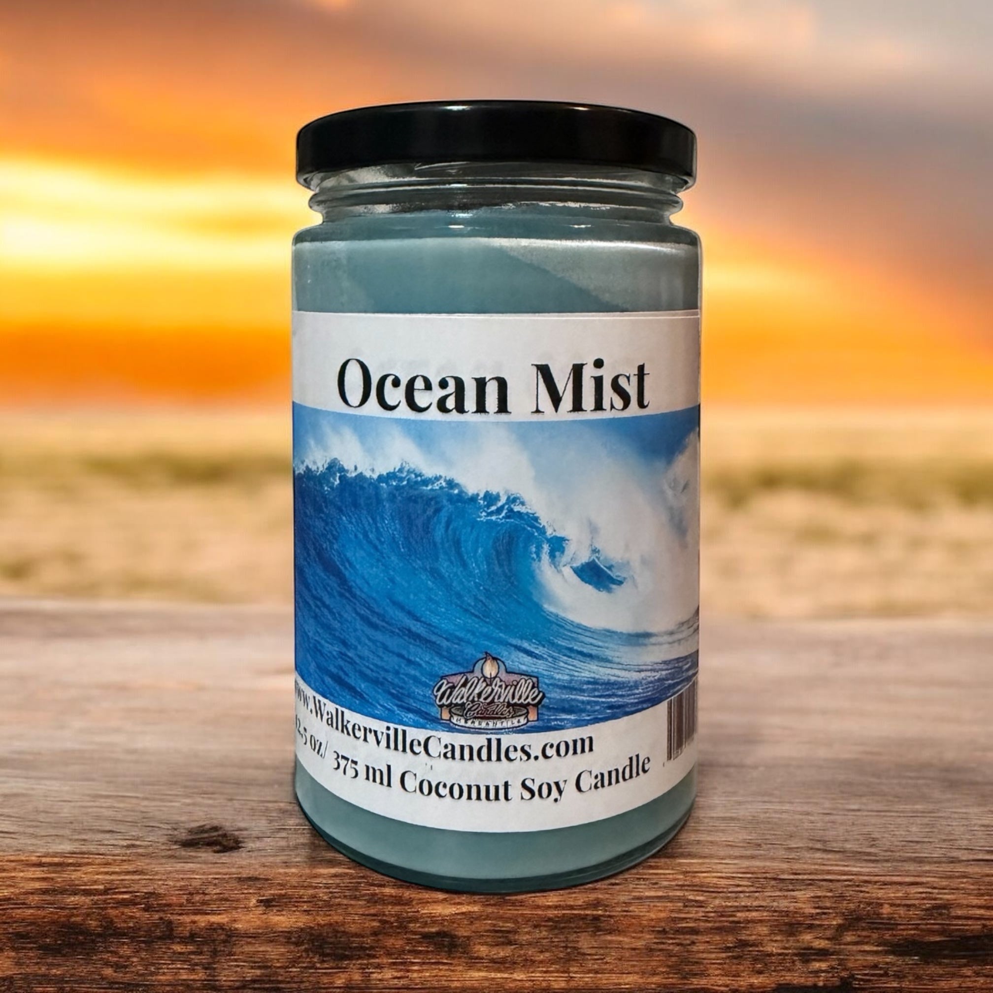 Ocean Mist Coconut Soy 12.5 oz/ 375 ml Candle Wood Wick - Walkerville Candles