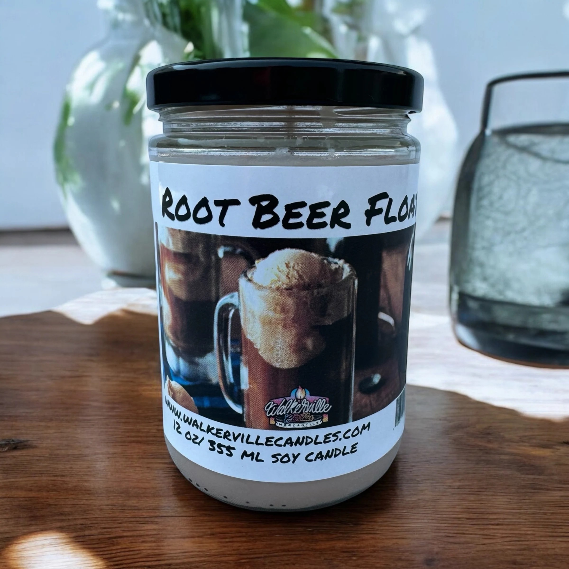 Root Beer Float Vegan Coconut Soy 12 oz/ 355 ml Candle Hand-poured, Eco-friendly, Clean Burning, Bakery, Food, Drink Wood Wick